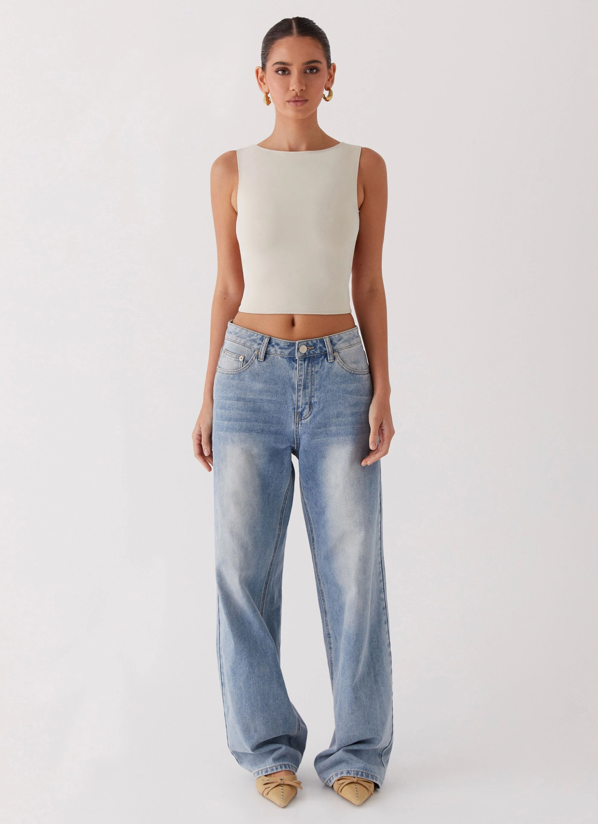 AdjustableCuffSystem Hypoallergenic Textile Saskie Crop Top - Ivory