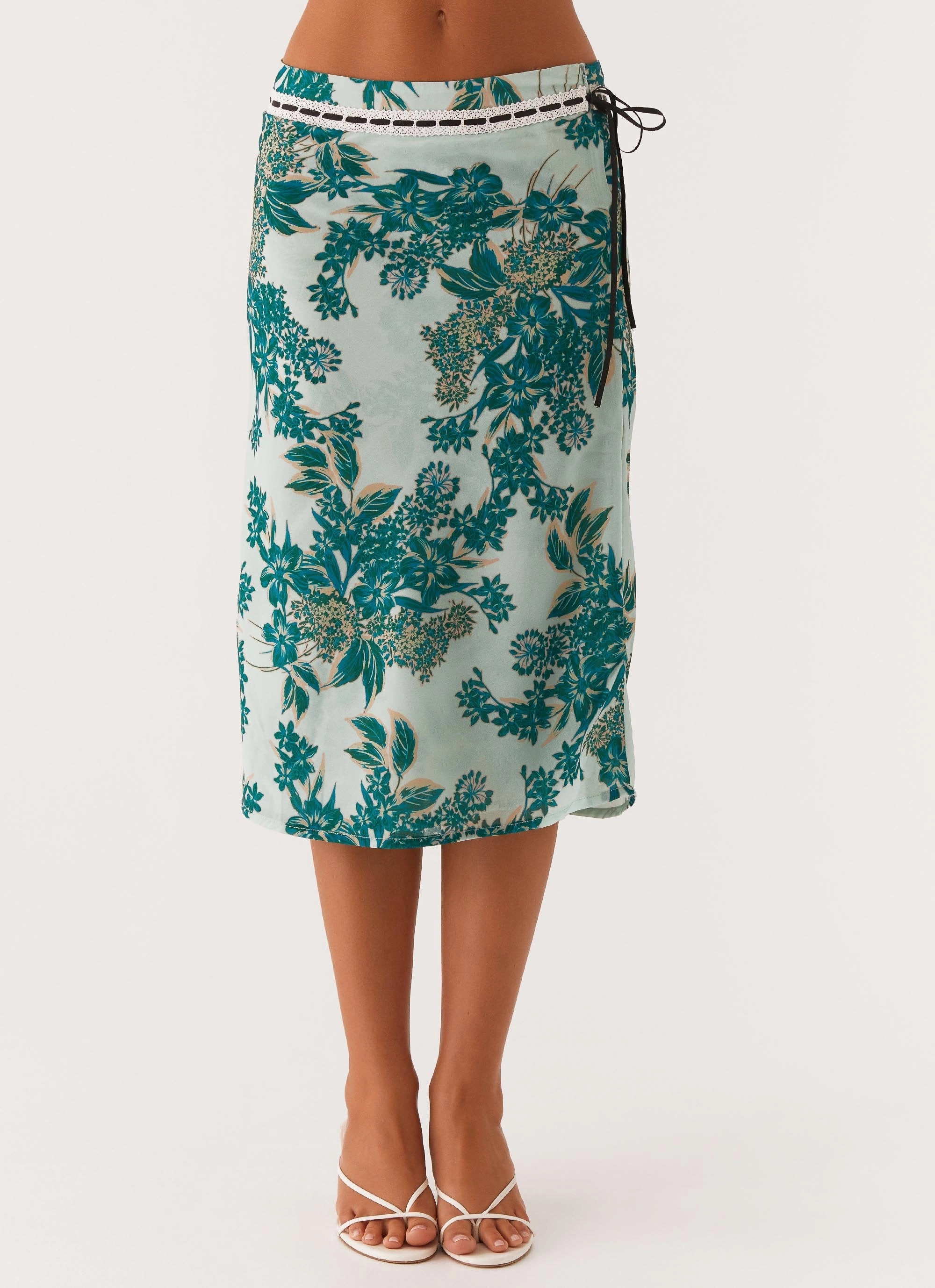 Peony Quartz Midi Skirt - Cloud Nine Floral Soft Waistband Practical Look