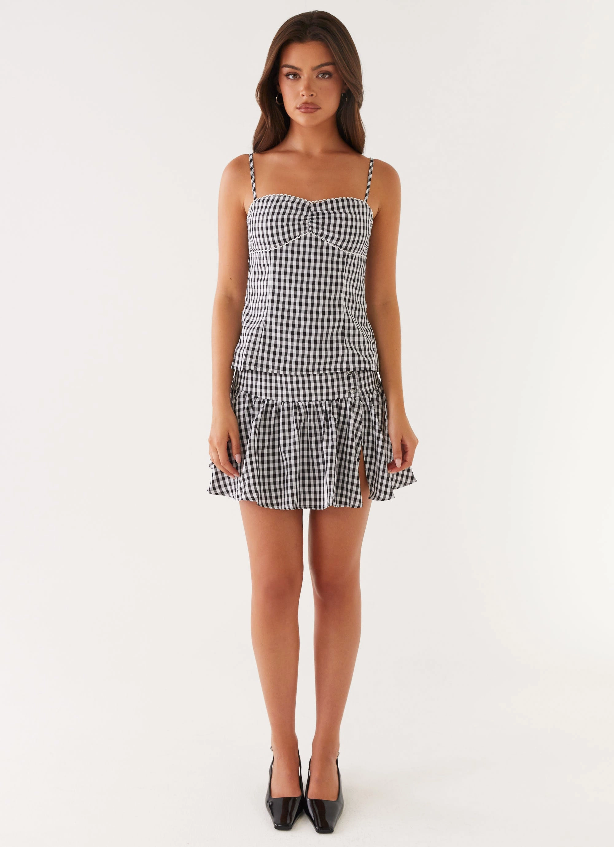 Bellamy Mini Skirt - Black Gingham OdorResistant