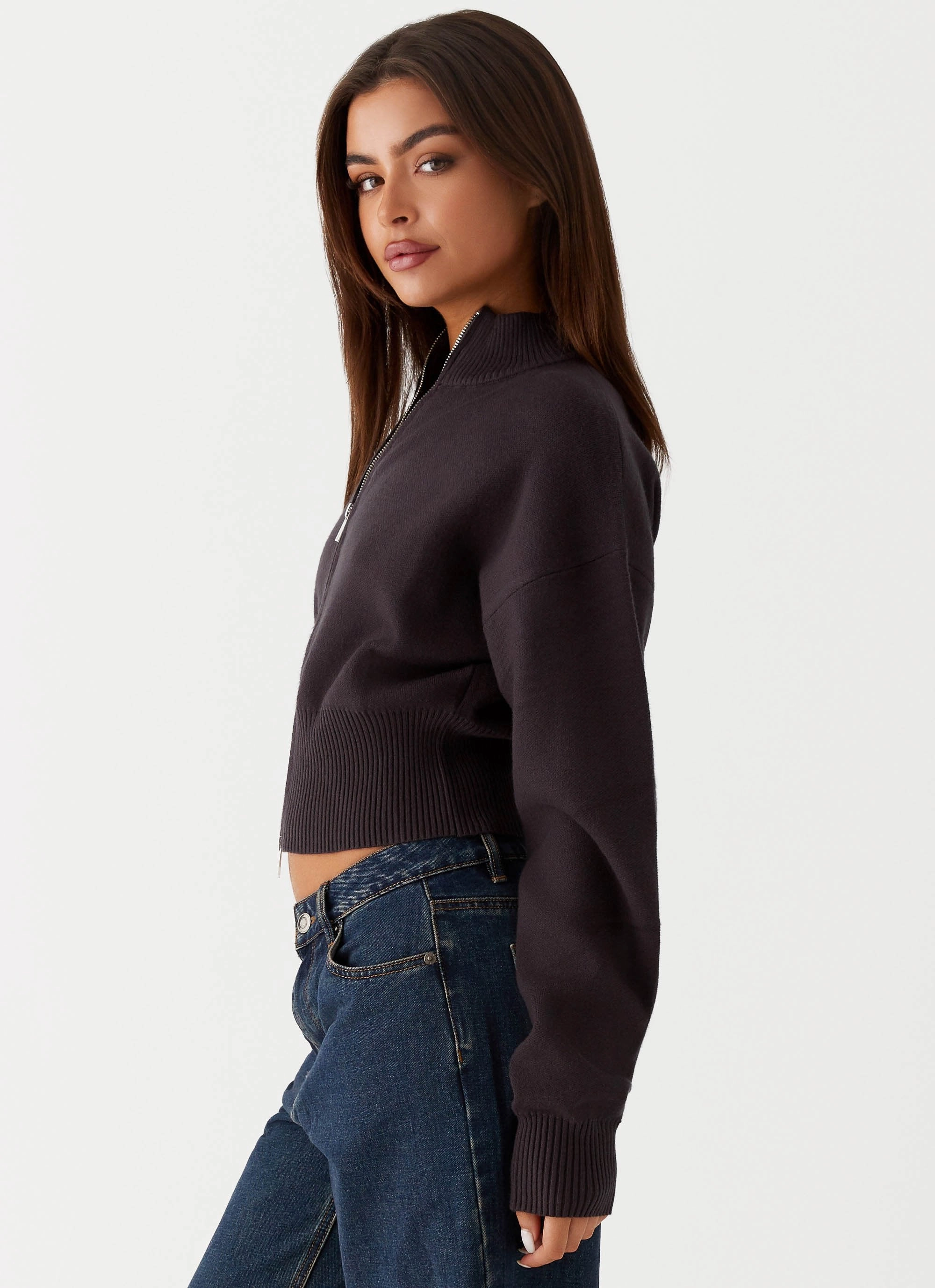 BreathableLining Episode High Neck Cardigan - Charcoal
