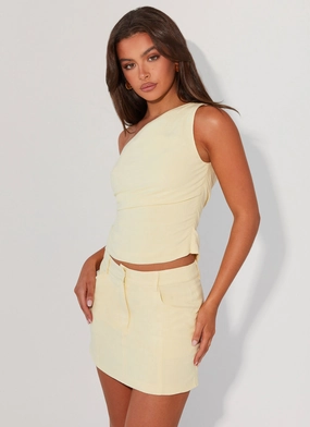 Marissa Linen Mini Skirt - Lemon Flexible shape Breathable Waistband