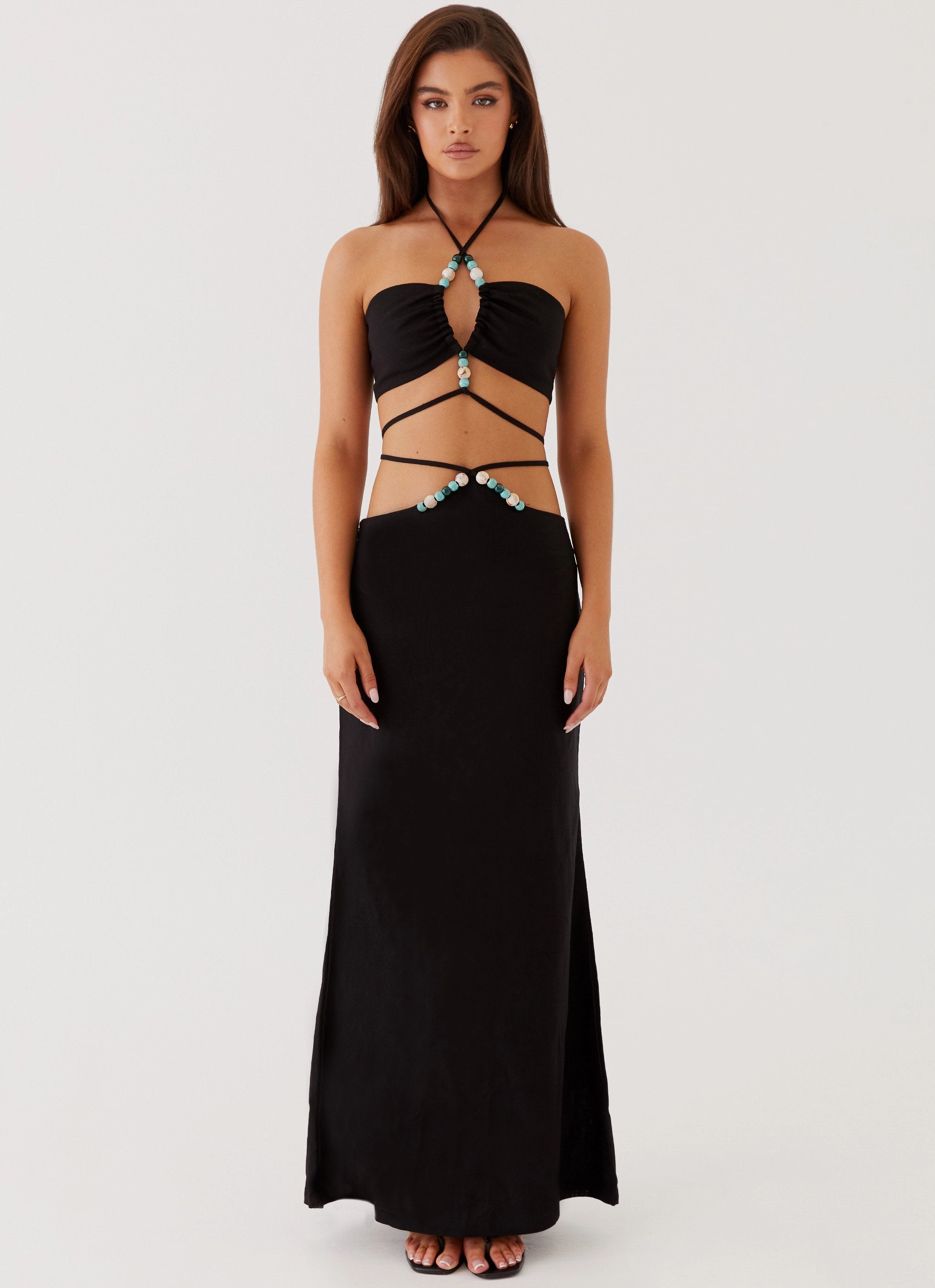 Weekend Wear Comfy Feel Neveah Beaded Maxi Skirt - Black