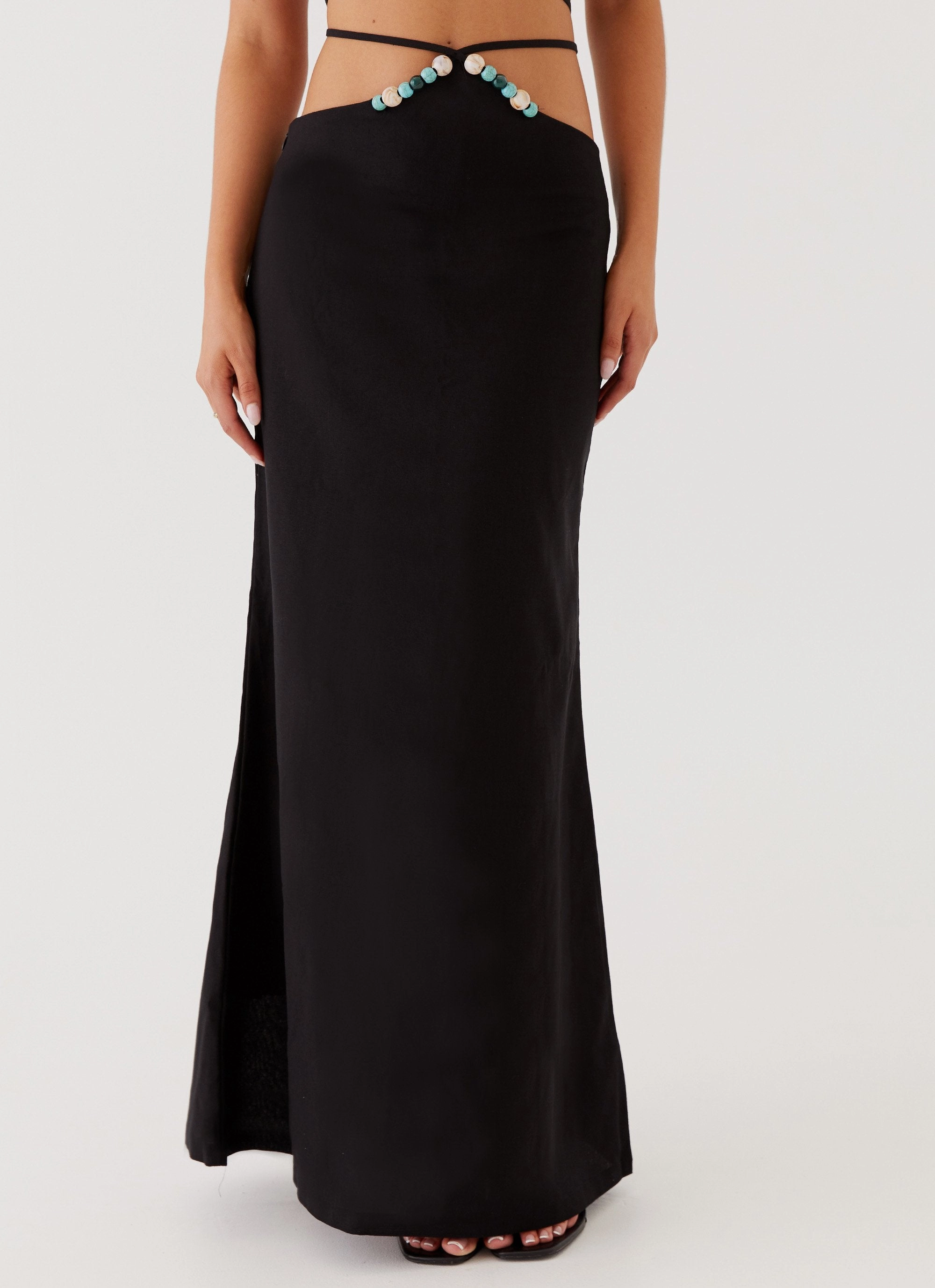 Neveah Beaded Maxi Skirt - Black Training Comfort Stretchable Design