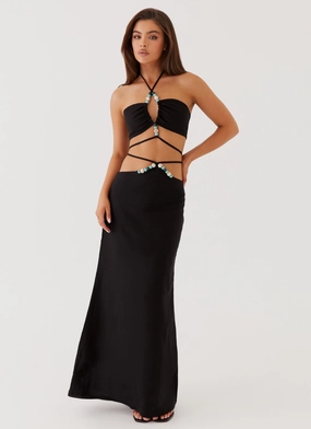 quick dry Neveah Beaded Maxi Skirt - Black
