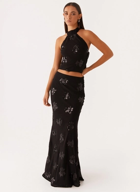 OrganicCottonBlend Only Girl Sequin Maxi Skirt - Black