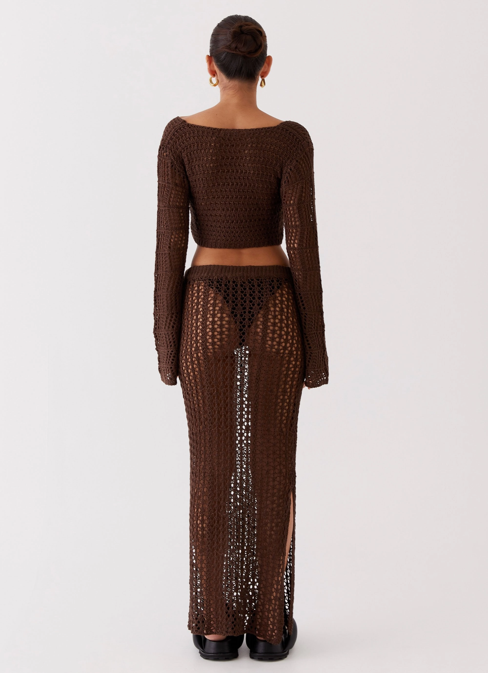 Rosalina Crochet Maxi Skirt - Chocolate Mid Season Wear Sleek Outer