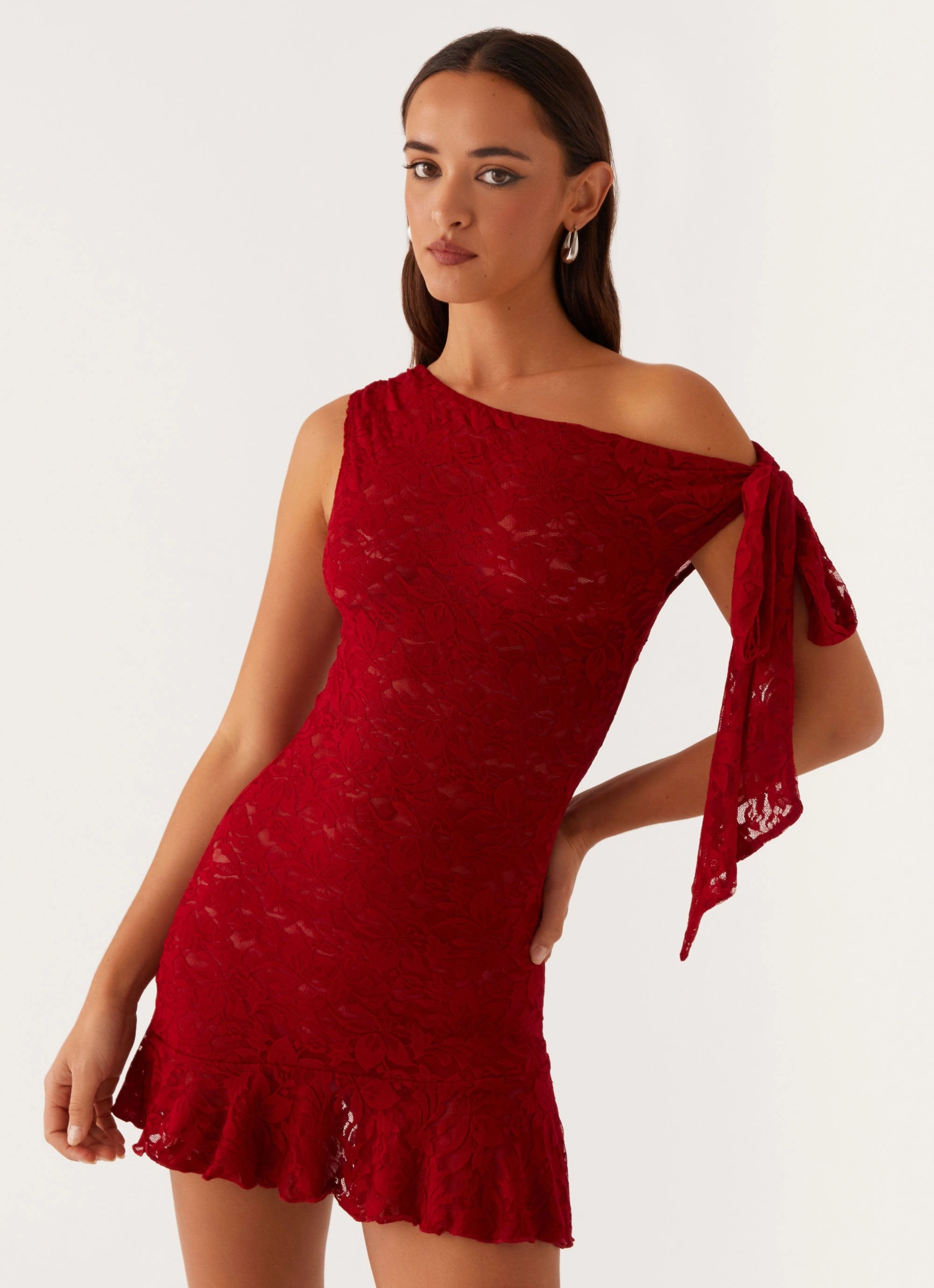 Palm House Lace Mini Dress - Red Fair-Trade Casual Style Wear