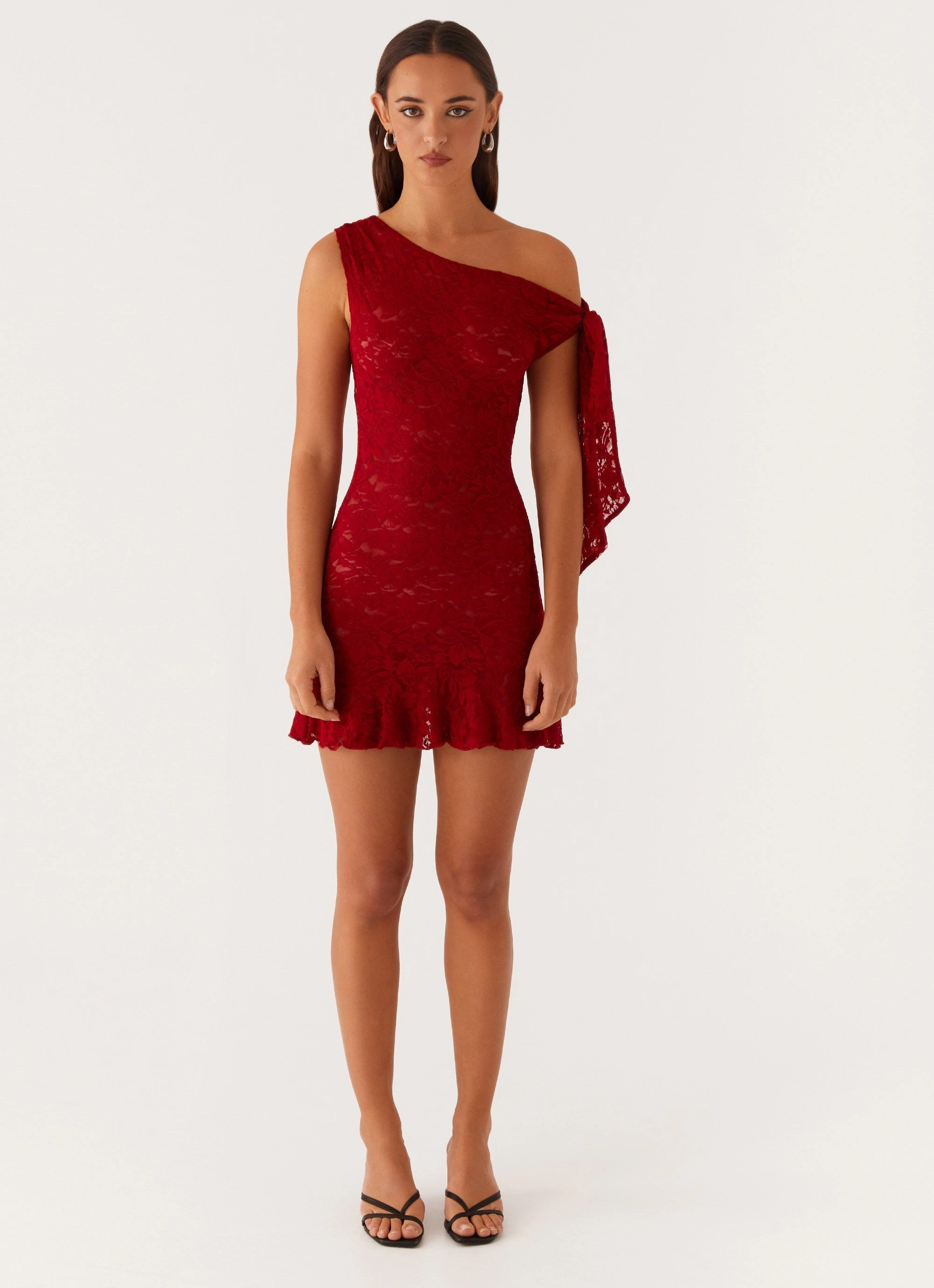 Palm House Lace Mini Dress - Red Timeless elegance
