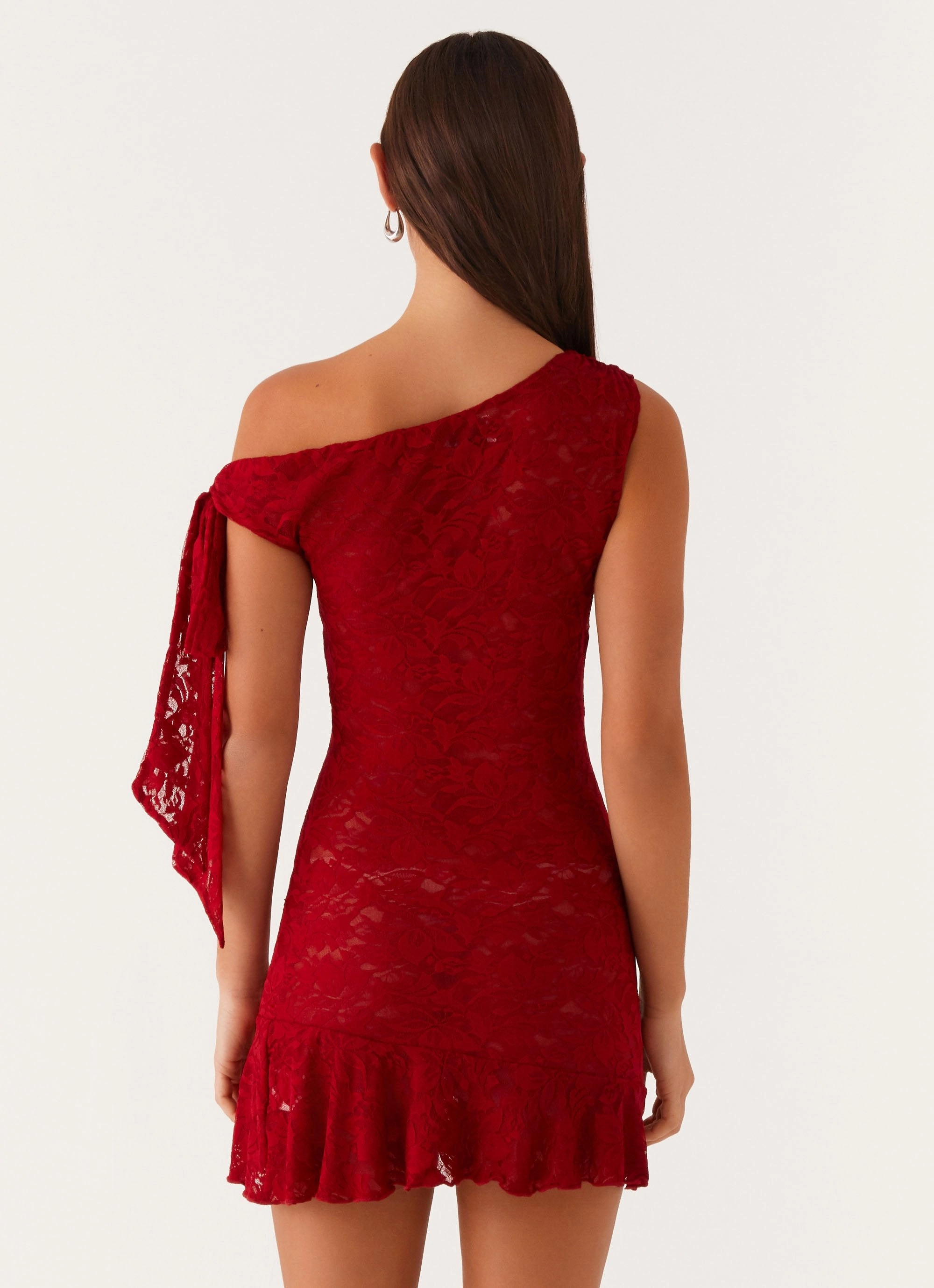 Bless Touch Palm House Lace Mini Dress - Red