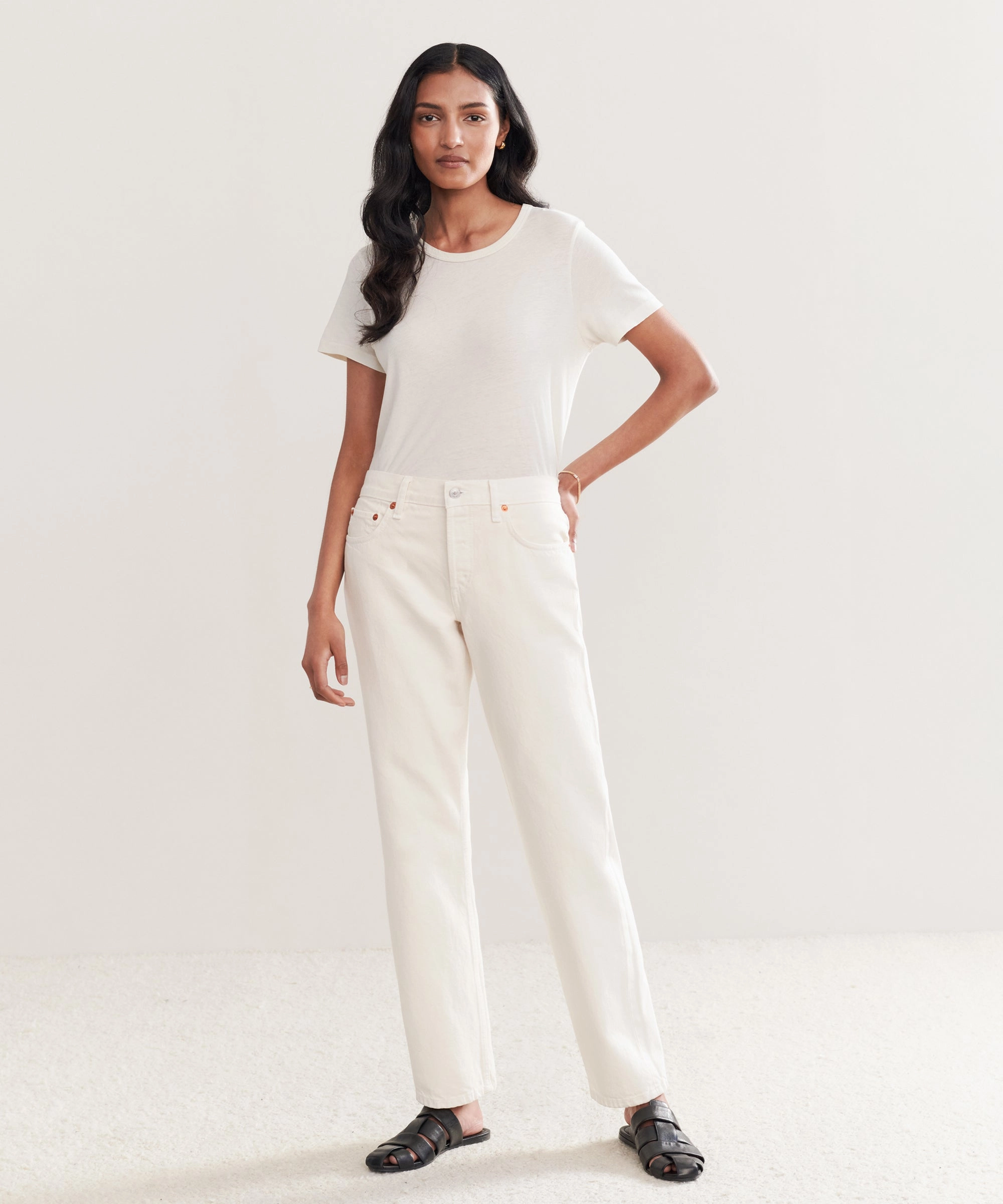 Easy Straight Crop Lightweight Weave Light Fit