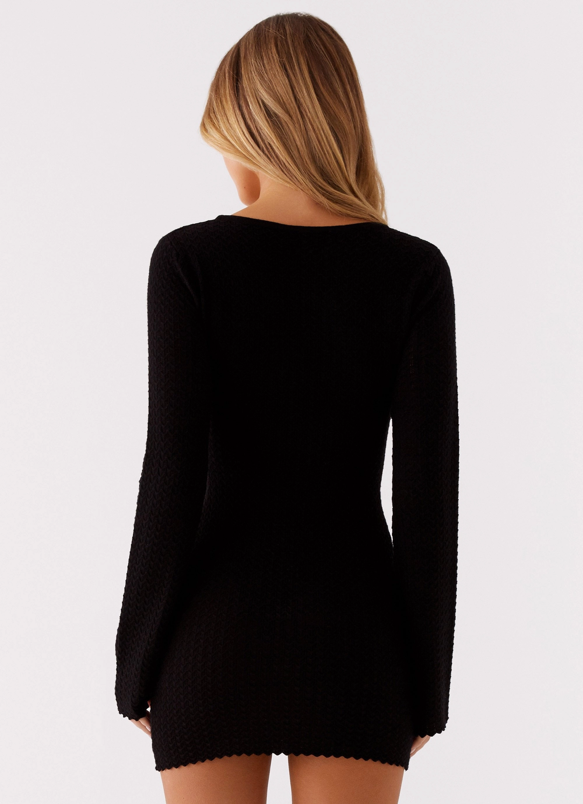 Elastic Fit Lavelle Knit Mini Dress - Black