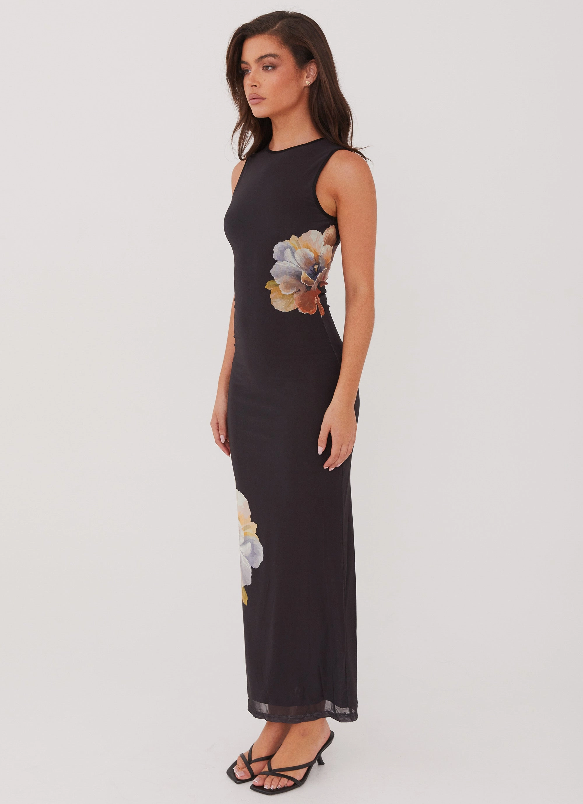 Side Effects Mesh Maxi Dress - Black Orchid Flexible Layers Pure Vibes