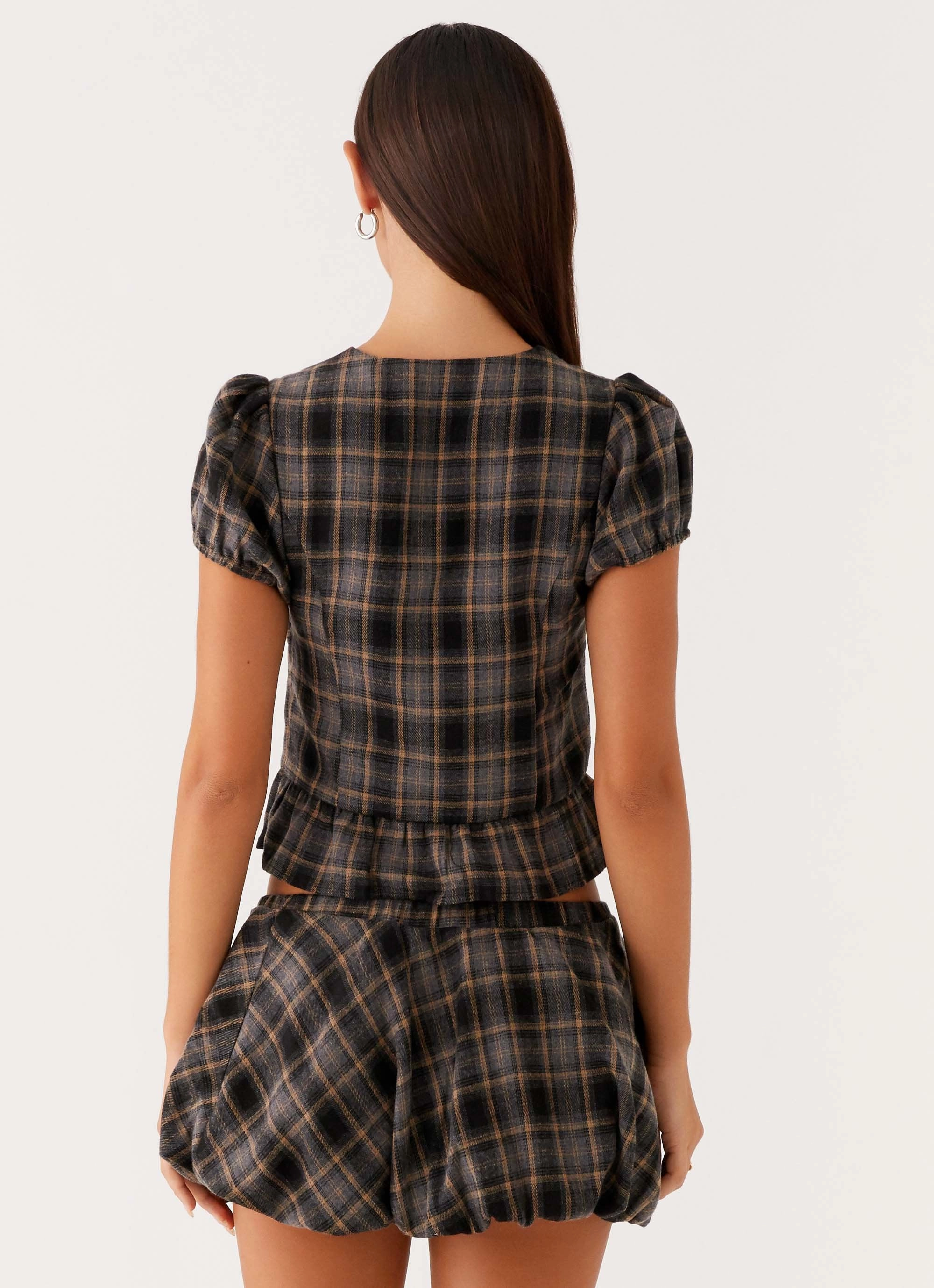 FlameRetardantTreatment Lucia Mini Skirt - Brown Check