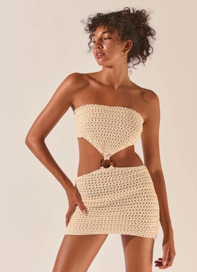 Balmy Nights Crochet Mini Dress - Seashell Casual Chic Daily Mood
