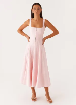 Ebony Midi Dress - Pastel Pink Travel-Pack