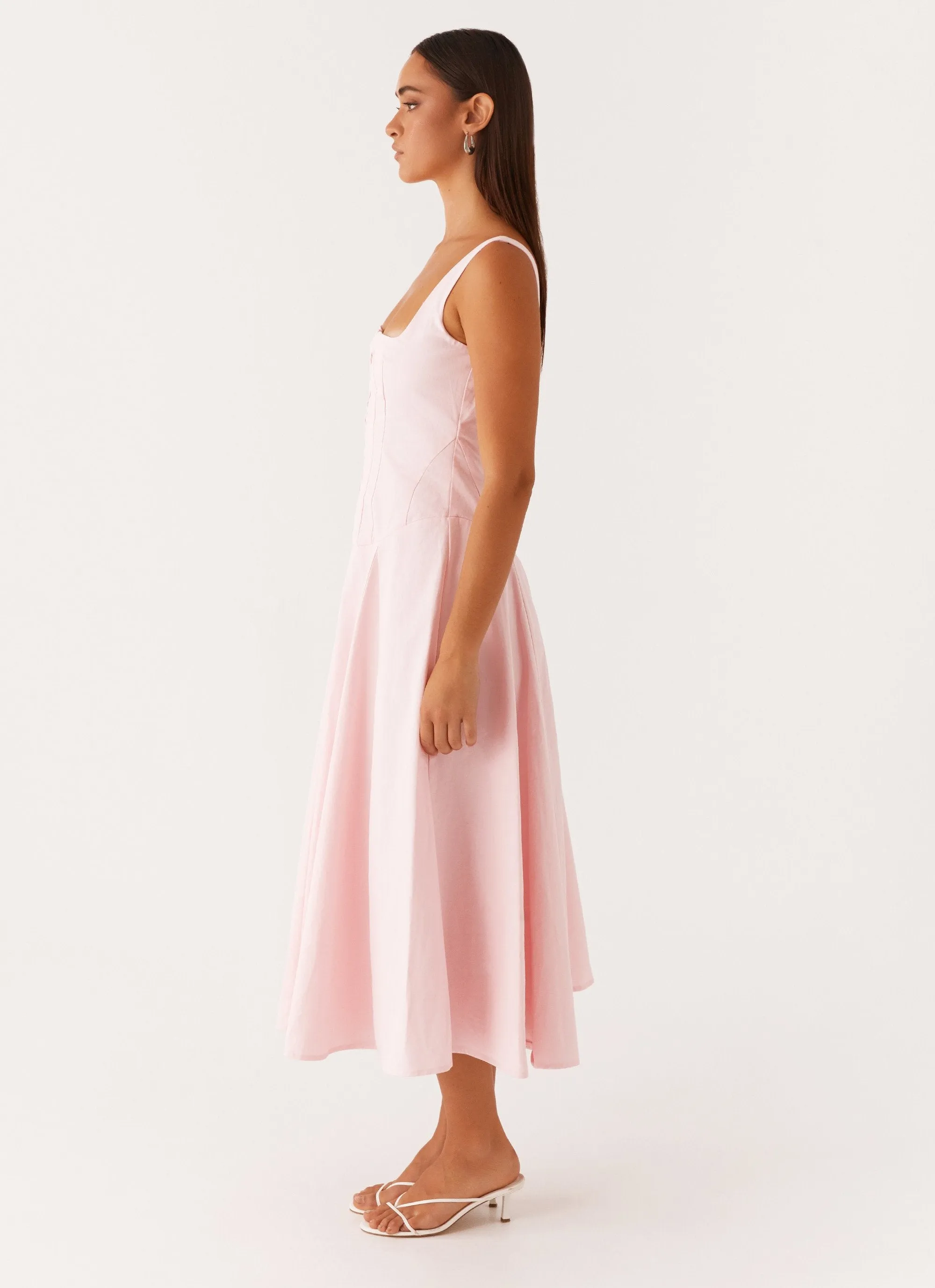 Light Wrap Ebony Midi Dress - Pastel Pink