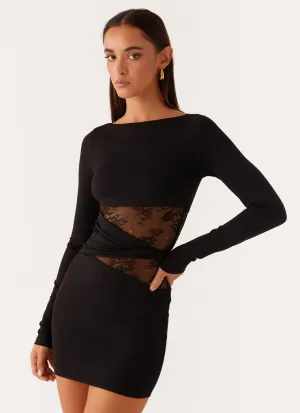 Echo Long Sleeve Mini Dress - Black Tailored Layers