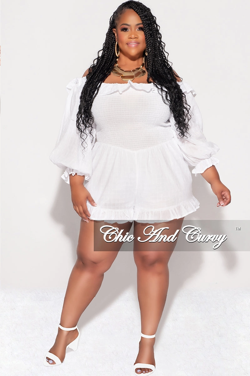 Final Sale Plus Size Lien Romper White Comfortable Layers Fashion Comfort Wear