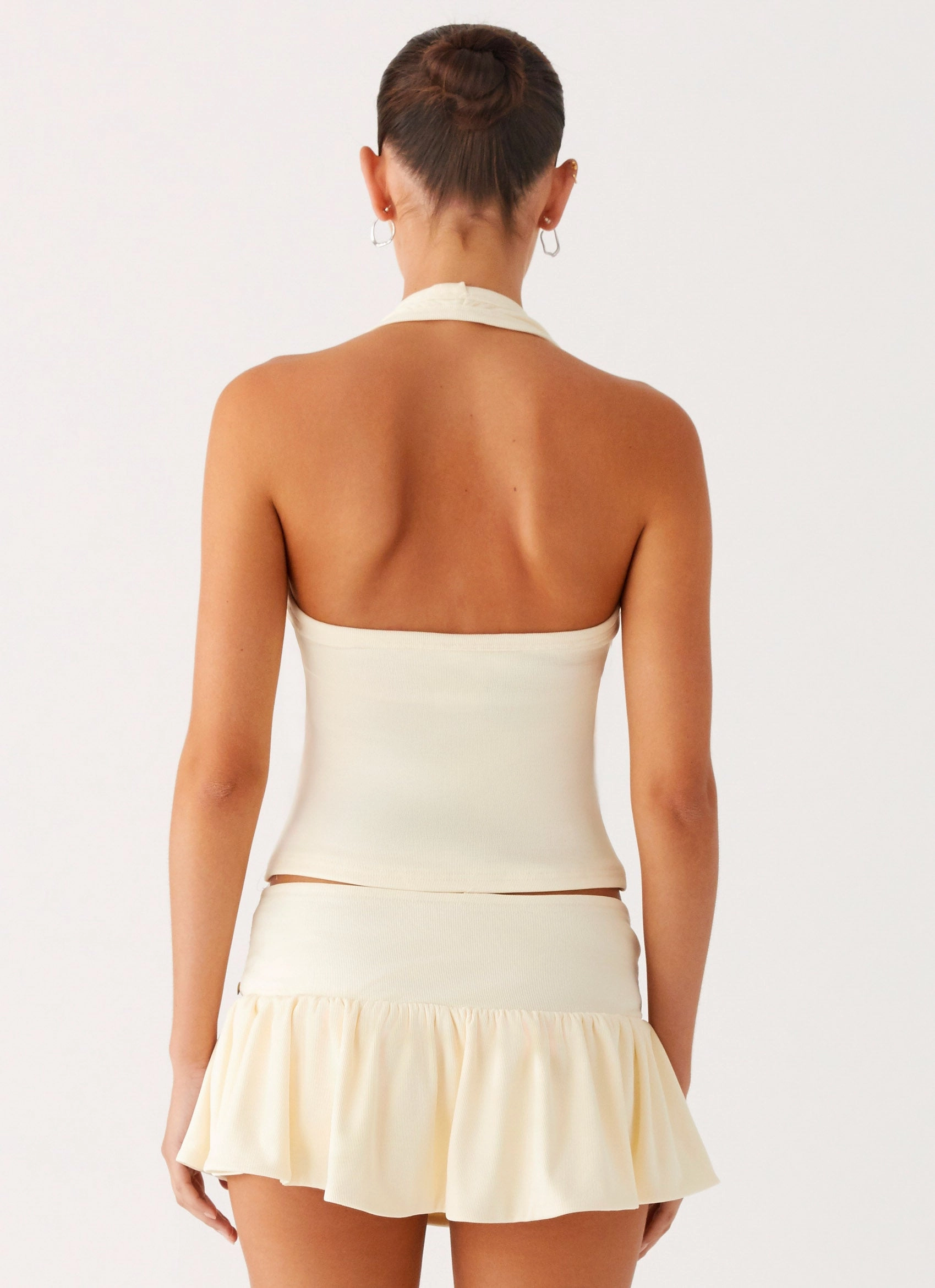 Vegas Nights Halter Neck Top - Yellow Reinforced Hemline
