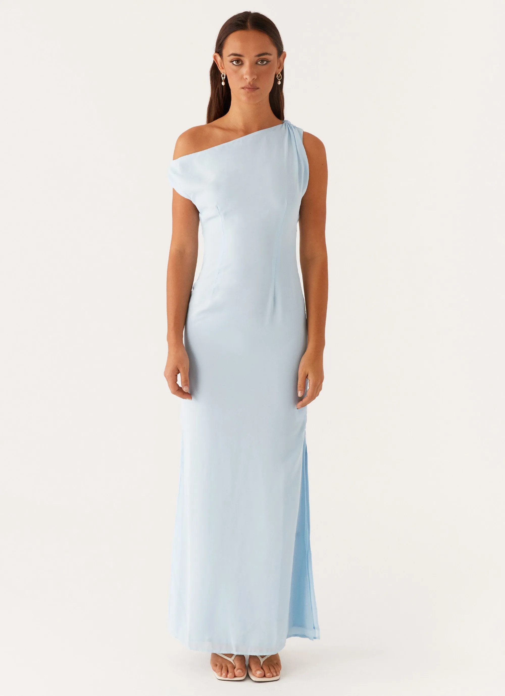 Soft cotton blend dress Dinner Date Maxi Dress - Blue