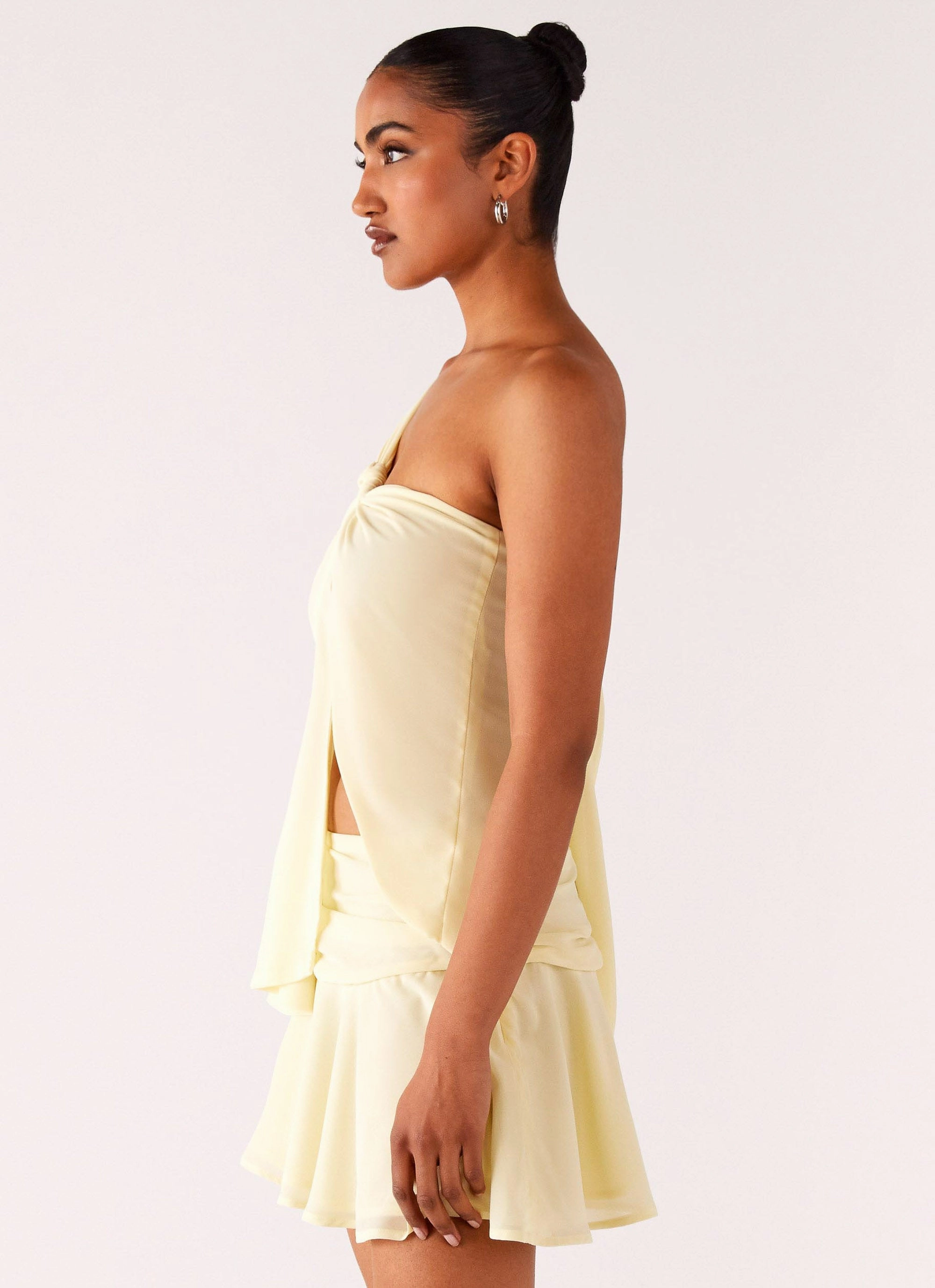 Delight Me Asymmetrical Top - Yellow ButtonlessClosure