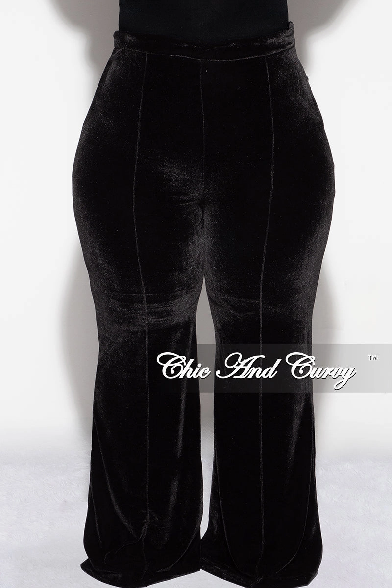 Comfy Essentials Wear Final Sale Plus Size Velvet High Waist Pants in Black
