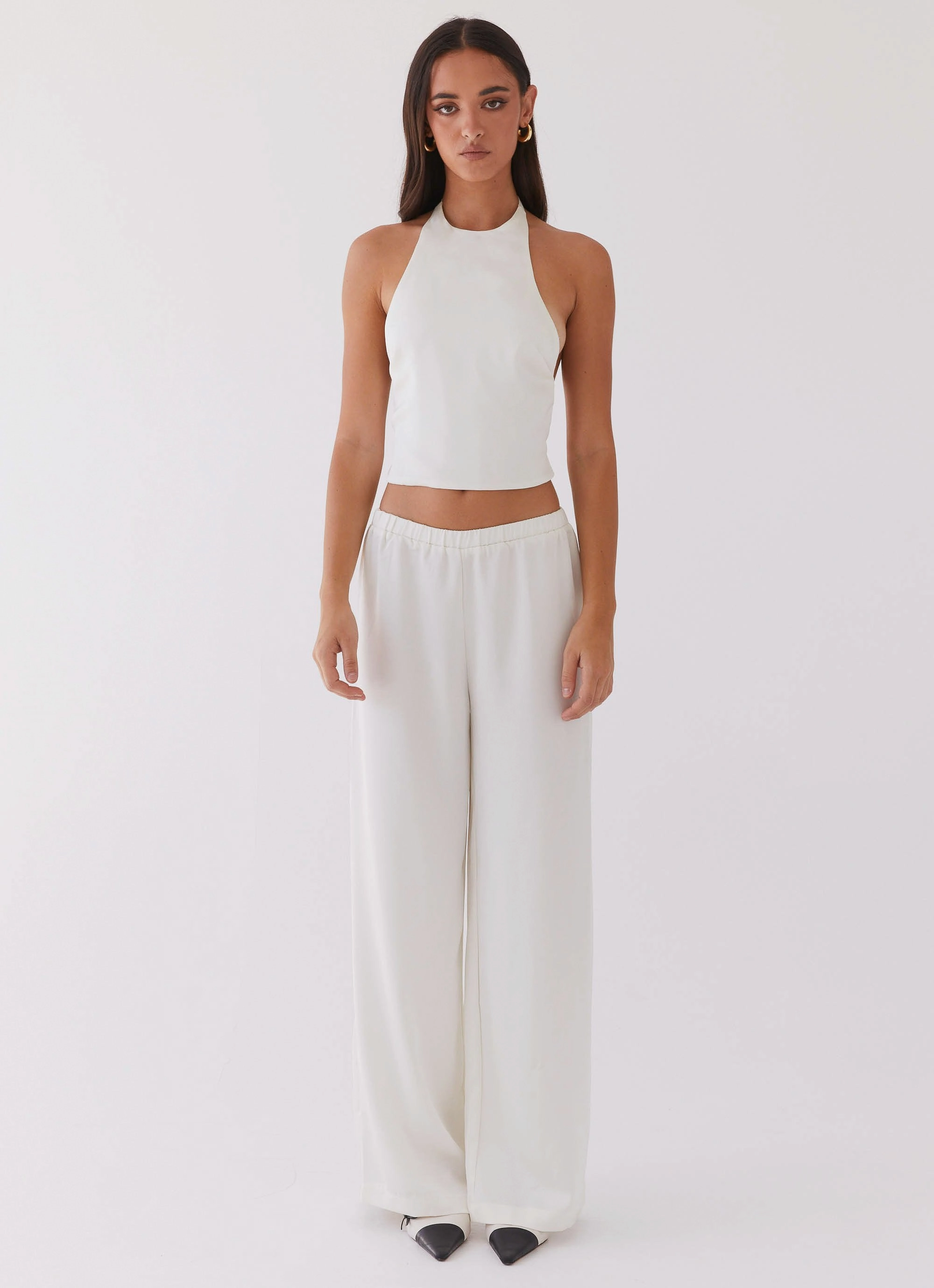 Sun Protective Fabric Bree Satin Halterneck Top - Pearl