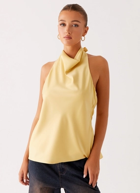 Carsen Halter Top - Yellow Breathable Tank MinimalistDesign
