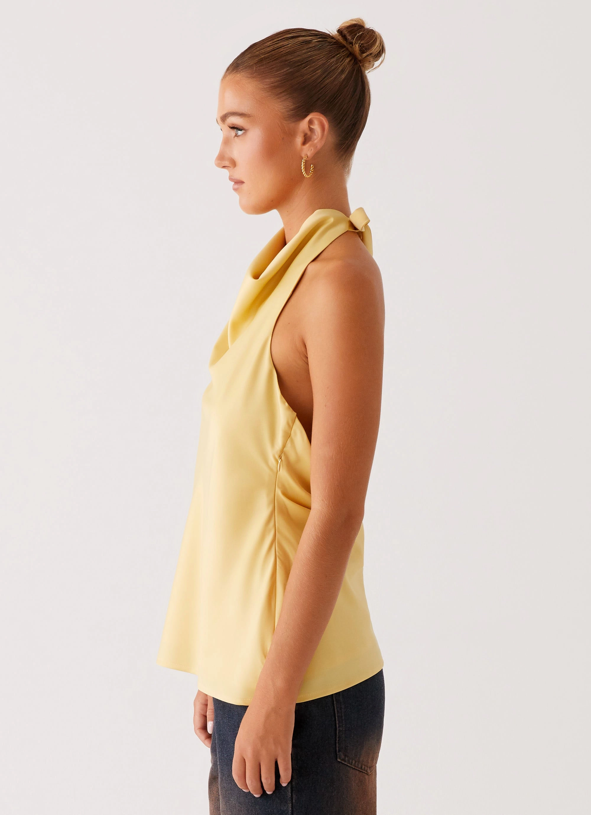 Low Profile Collar Eco friendly materials Carsen Halter Top - Yellow