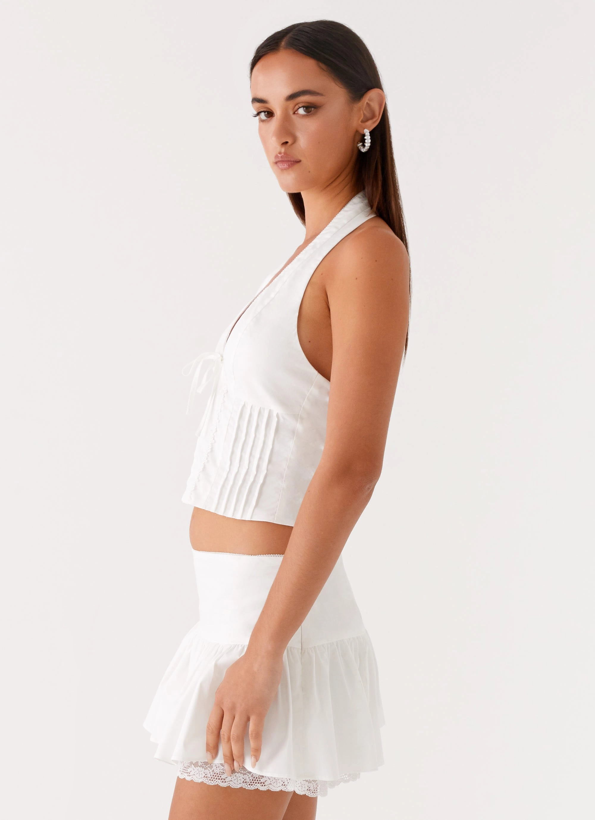 Mavis Halter Top - White ConvertibleSleeves