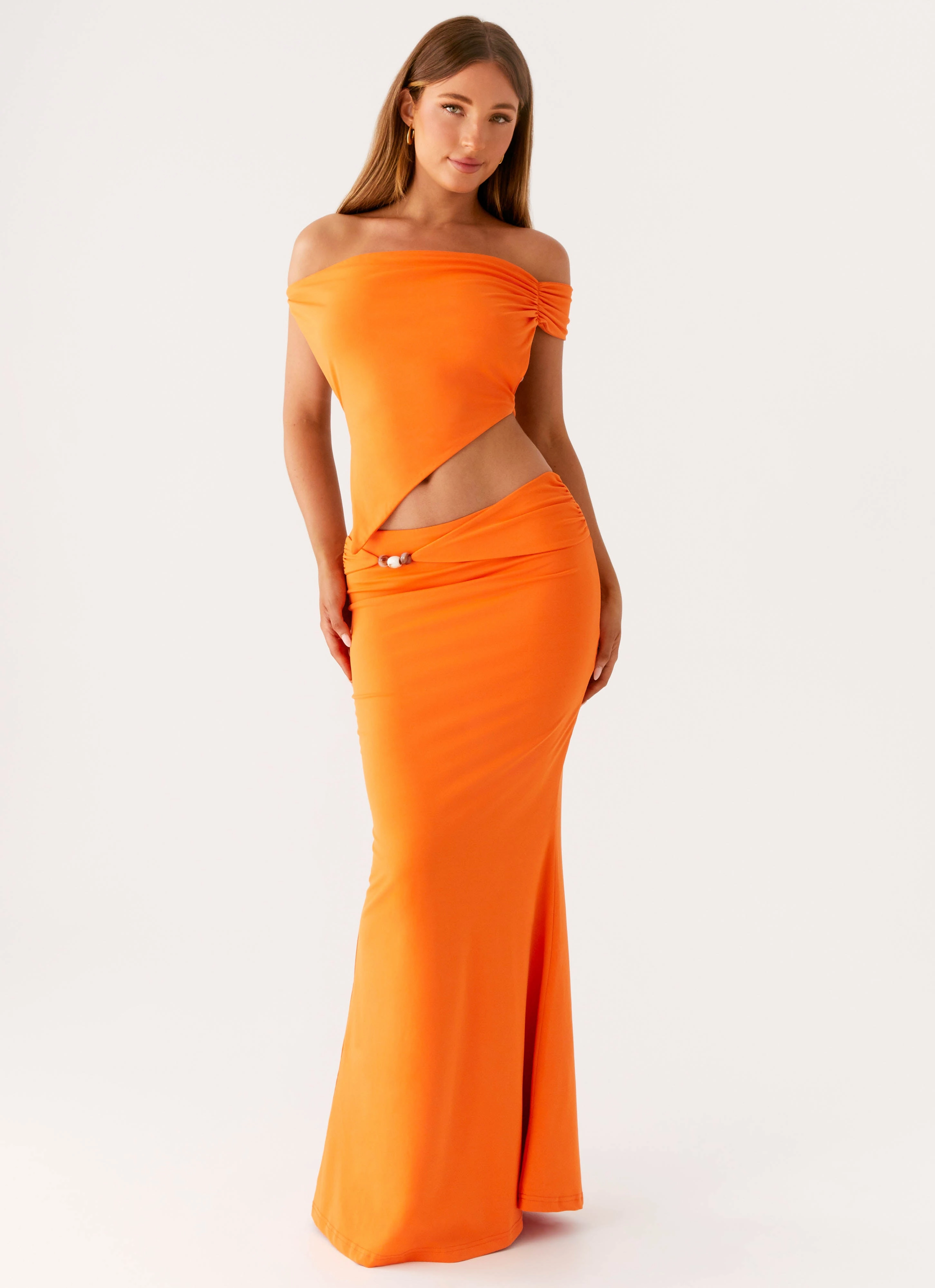 Kamara Off Shoulder Top - Orange Minimalist Cuff MultiPanelDesign
