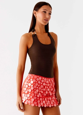 Nera Halter Top - Chocolate Durable Binding wrinkle free finish