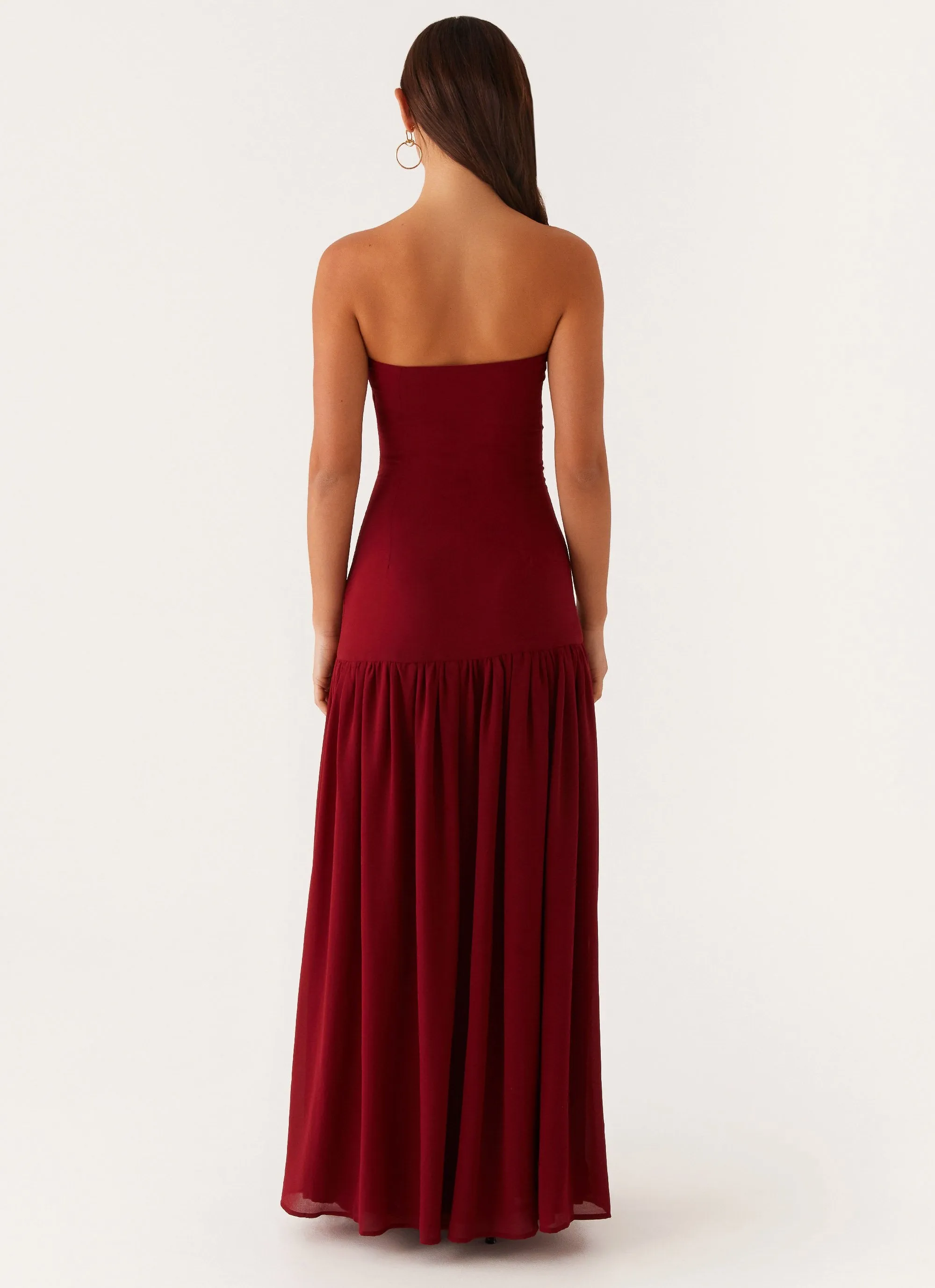 Polite Tone Modest Light Eden Strapless Maxi Dress - Maroon