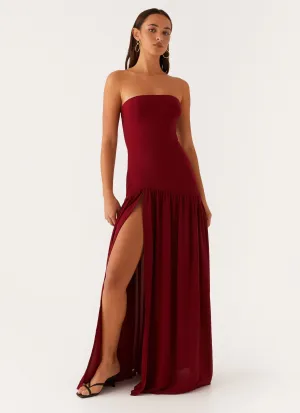 Trendy Appearance Bold Simplicity Eden Strapless Maxi Dress - Maroon