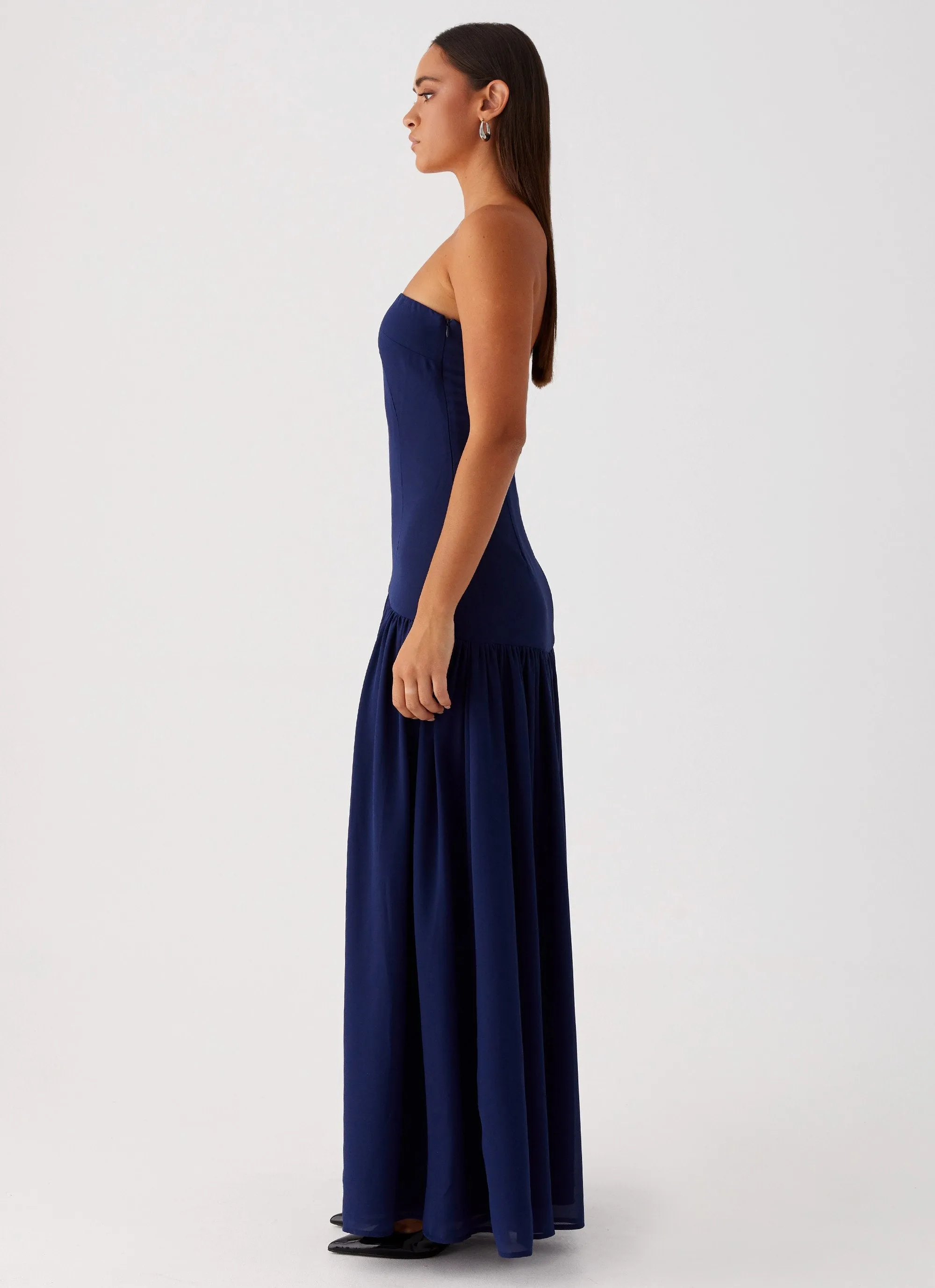 Eden Strapless Maxi Dress - Navy Lightweight and Breezy