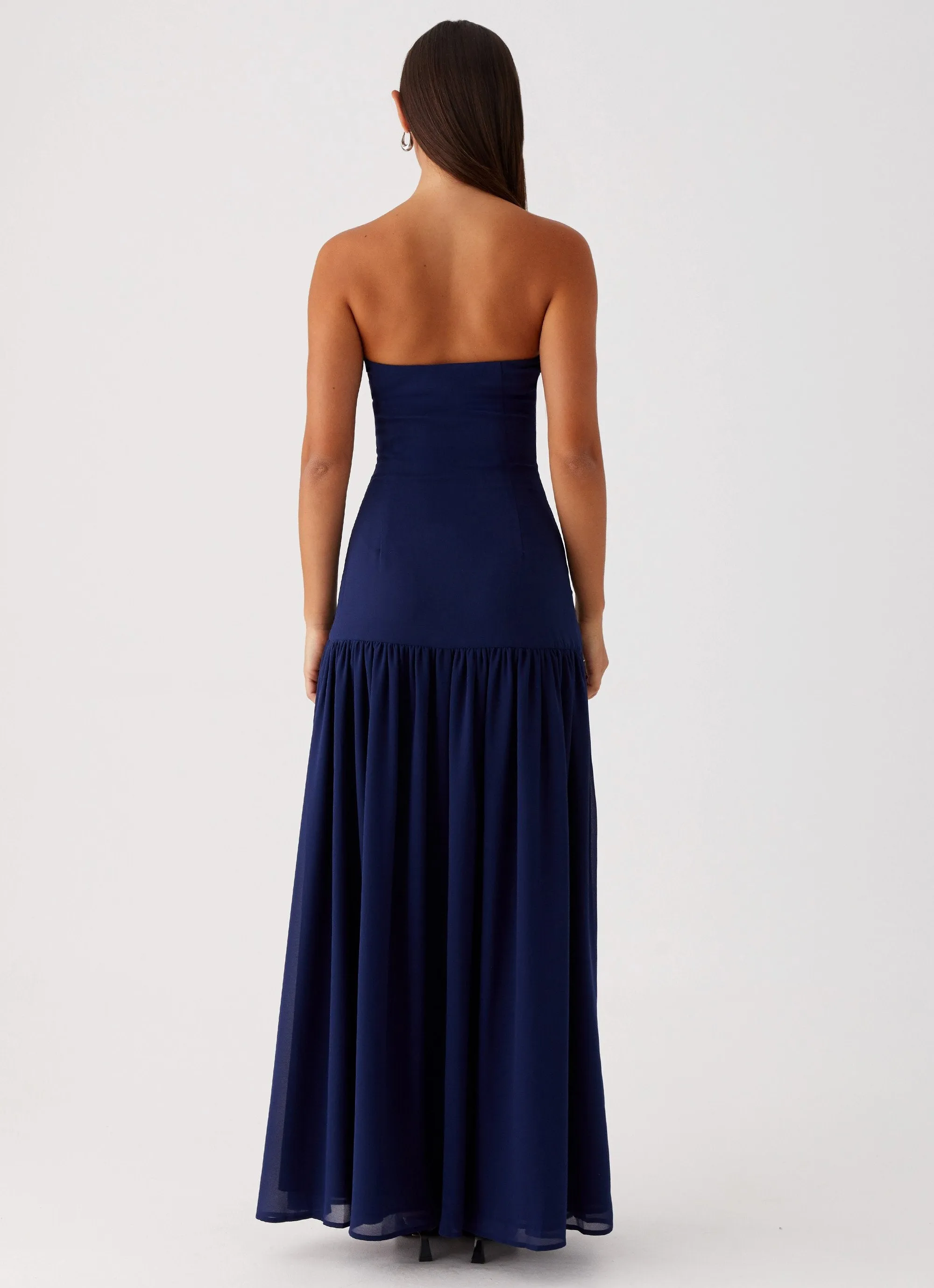 Hand-Wash Dreamy Motion Eden Strapless Maxi Dress - Navy