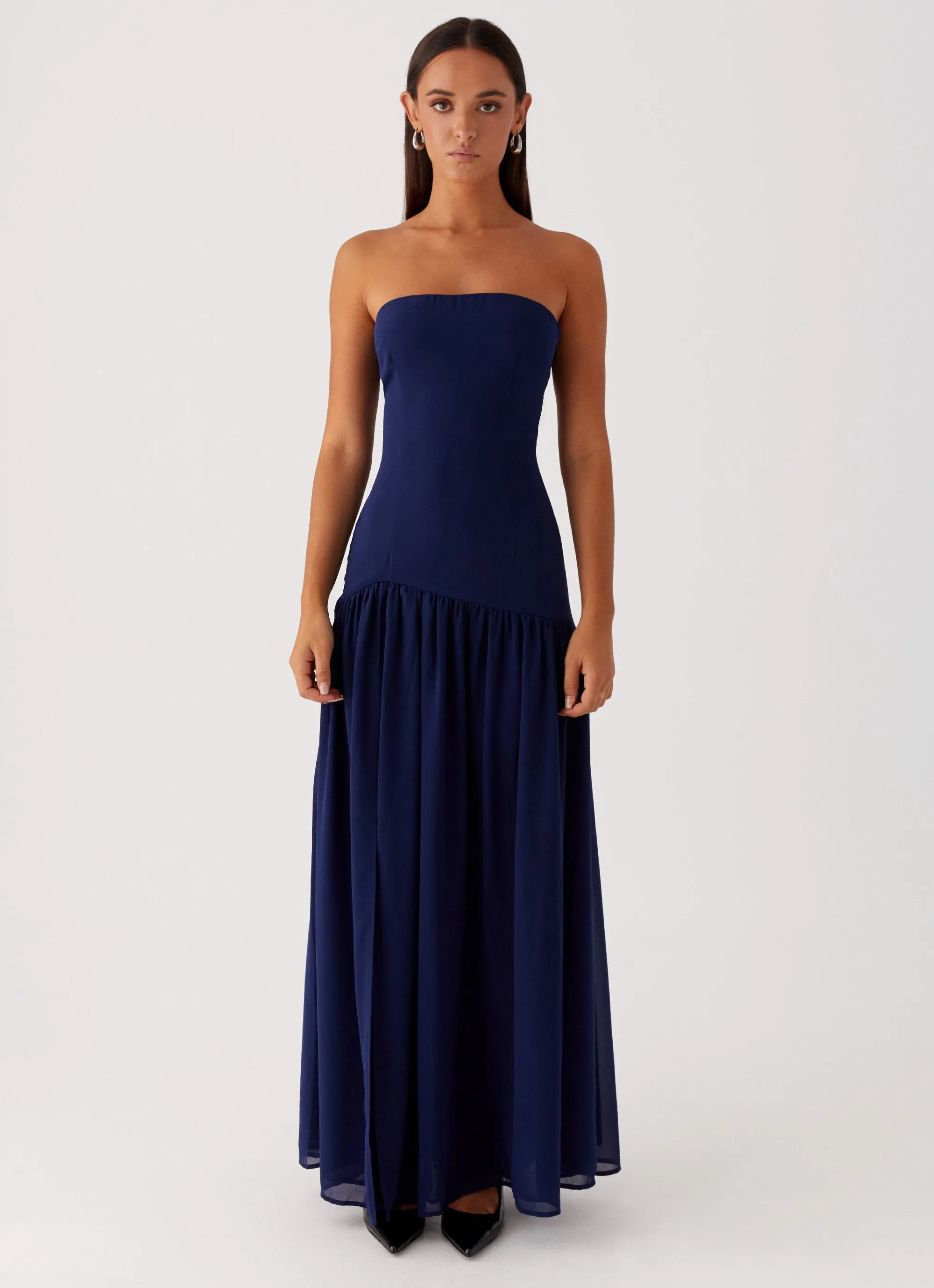 Smart Detail Breathable Comfort Wear Eden Strapless Maxi Dress - Navy