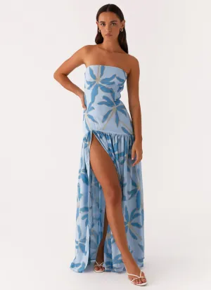 Eden Strapless Maxi Dress - Opulent Blue Winter Wrap