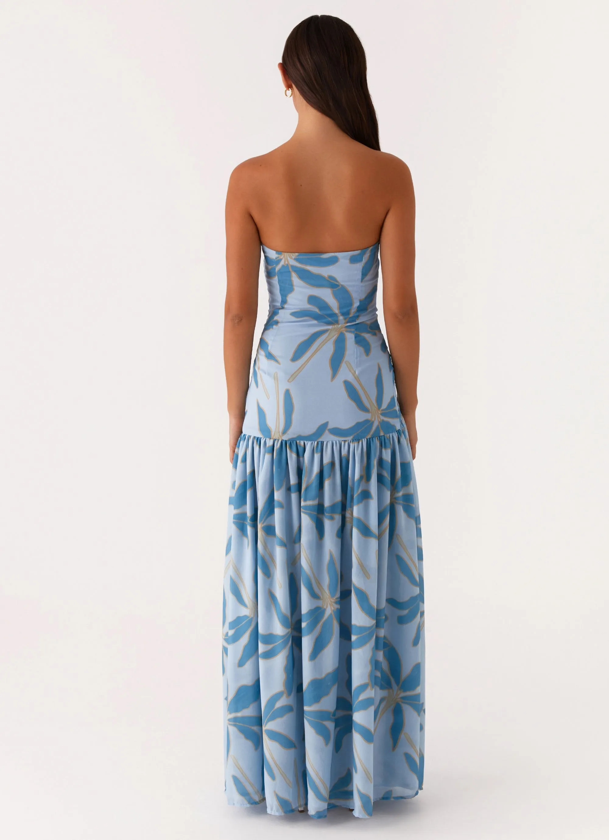 flattering appearance Sophisticated Vibe Eden Strapless Maxi Dress - Opulent Blue
