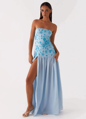 Eden Strapless Beaded Maxi Dress - Blue City-Style