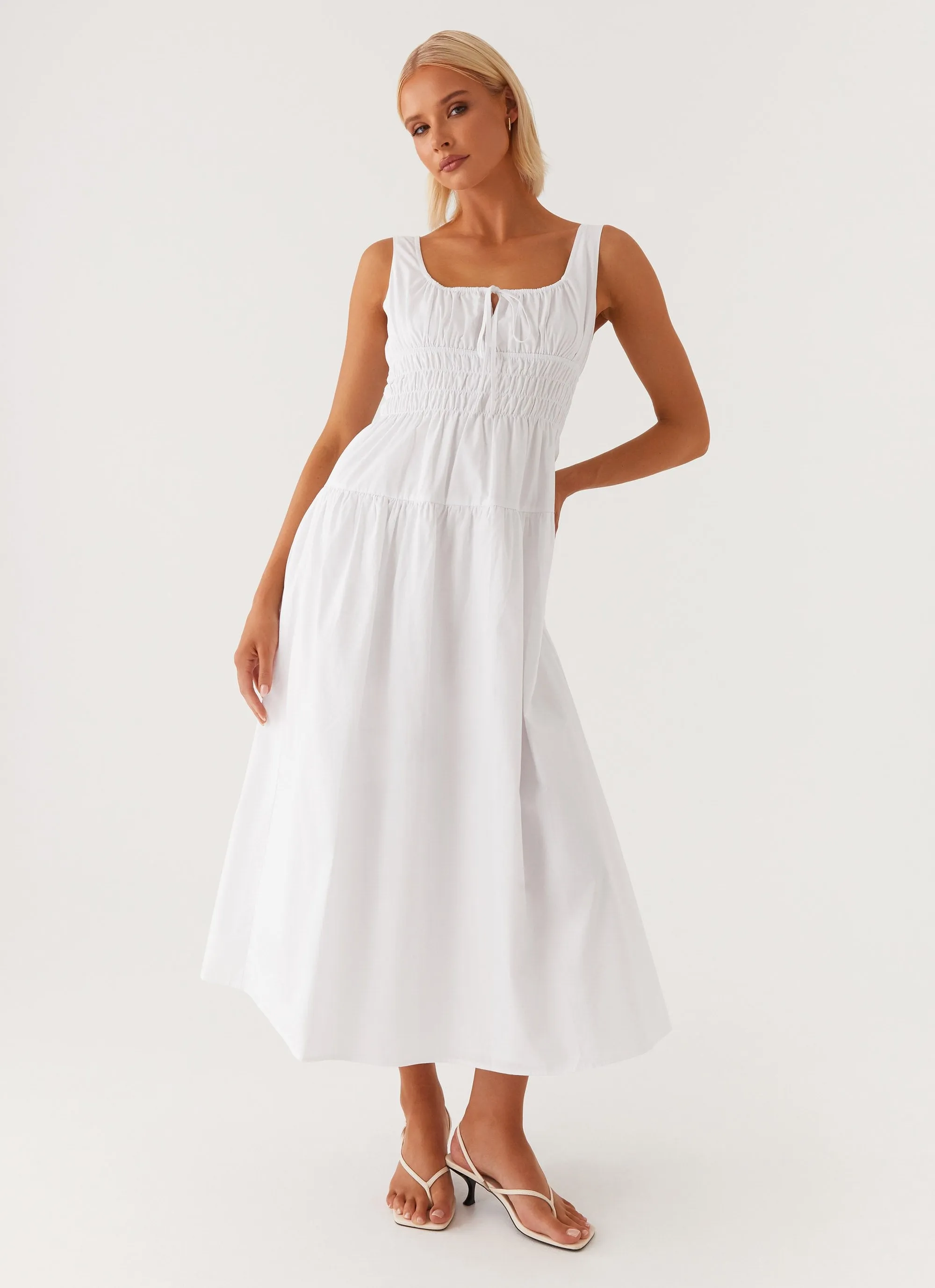 Street Mode Coffee Break Jacintha Midi Dress - White