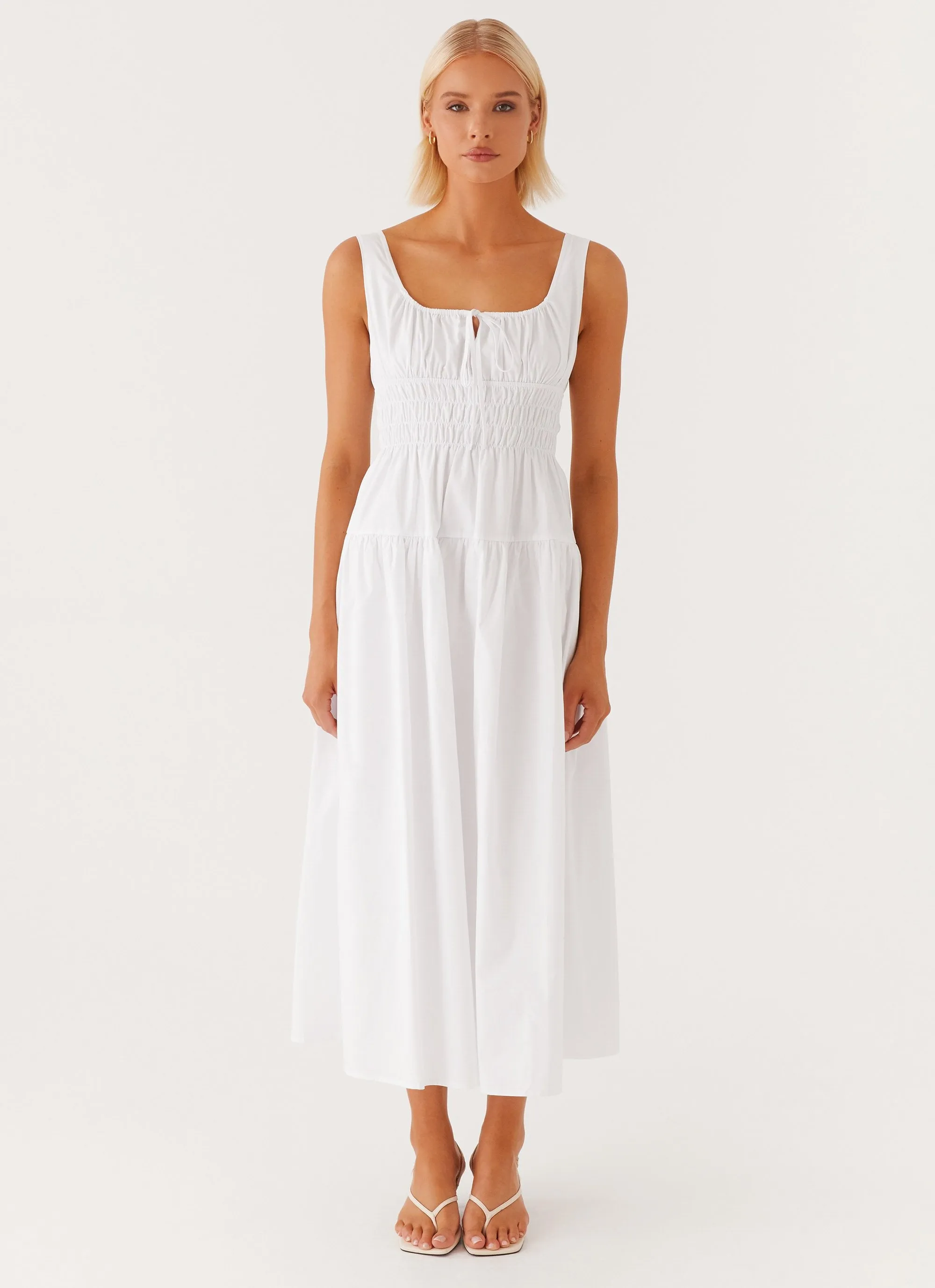 Jacintha Midi Dress - White Smile Feel Fashionable Layers