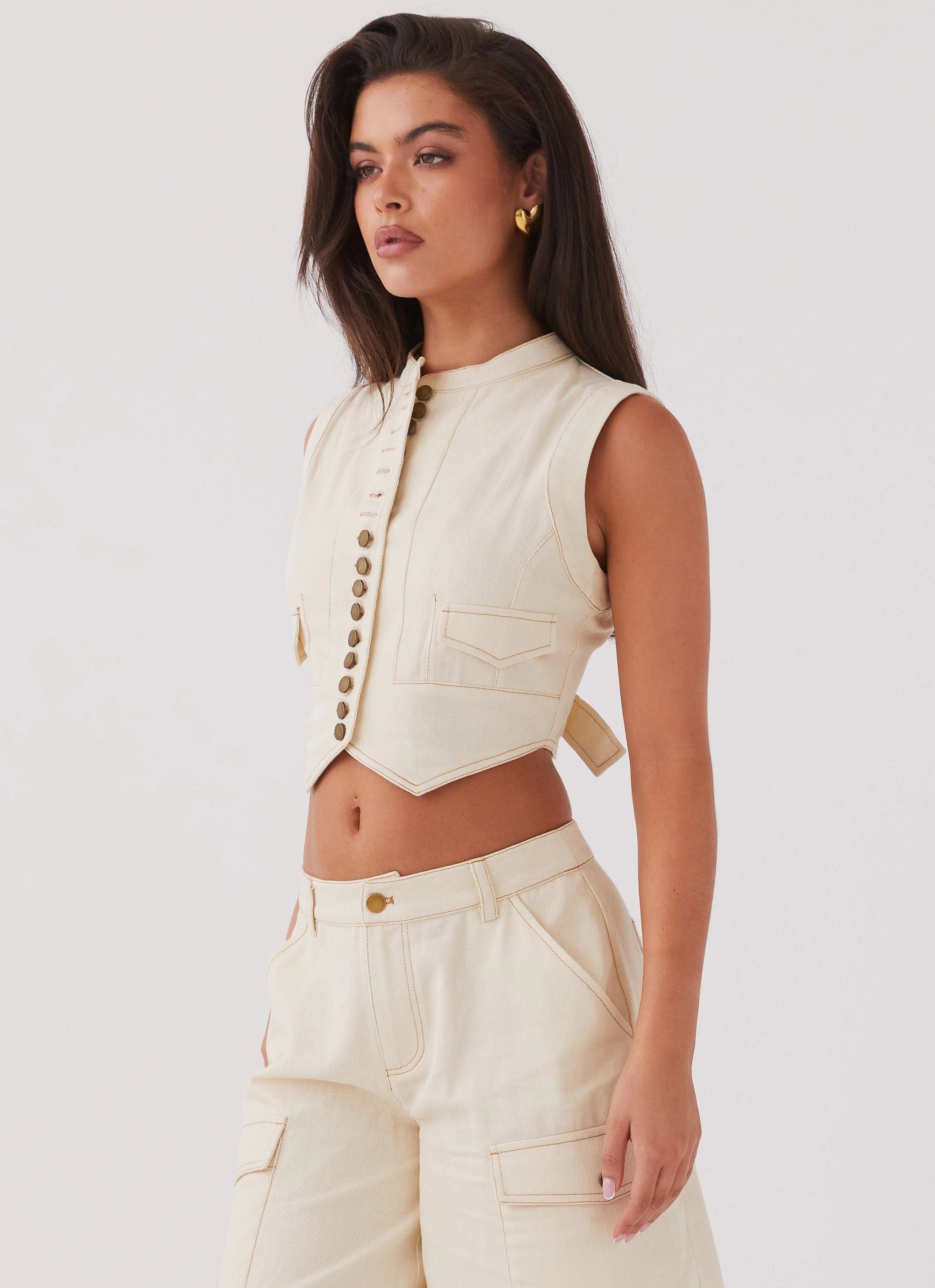 Edina Cargo Top - Antique FourWayStretchFabric