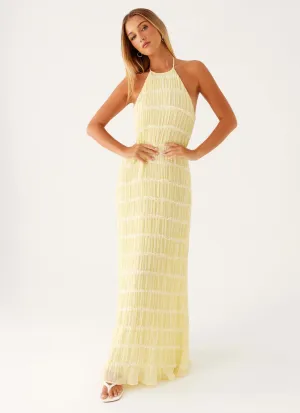 Gathered Skirt Aullie Maxi Dress - Yellow