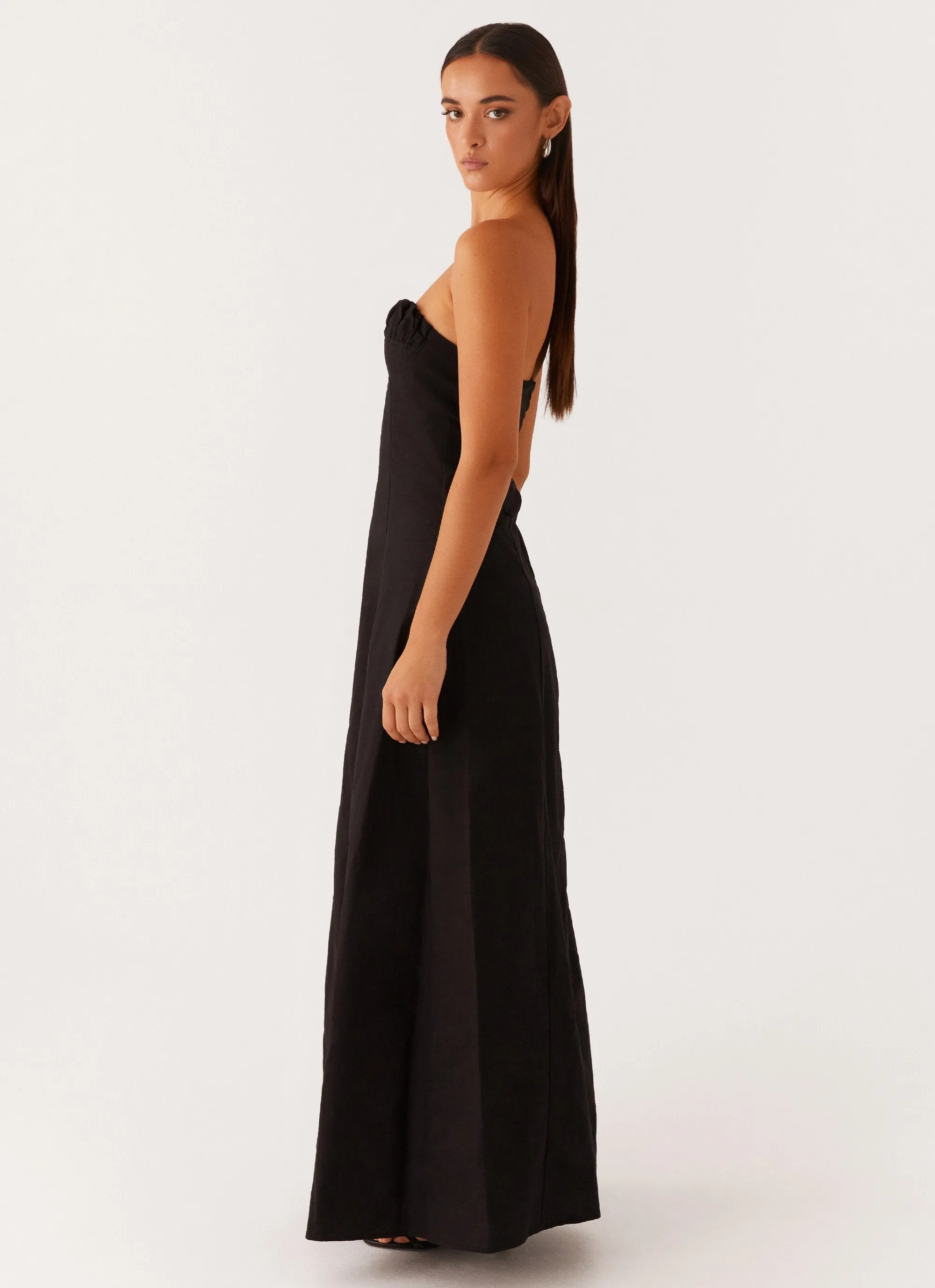 Resort Outfit Tayla Linen Maxi Dress - Black