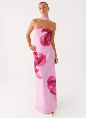 Prim Maxi Dress - Pastel Pink Halter neck Timeless Soft