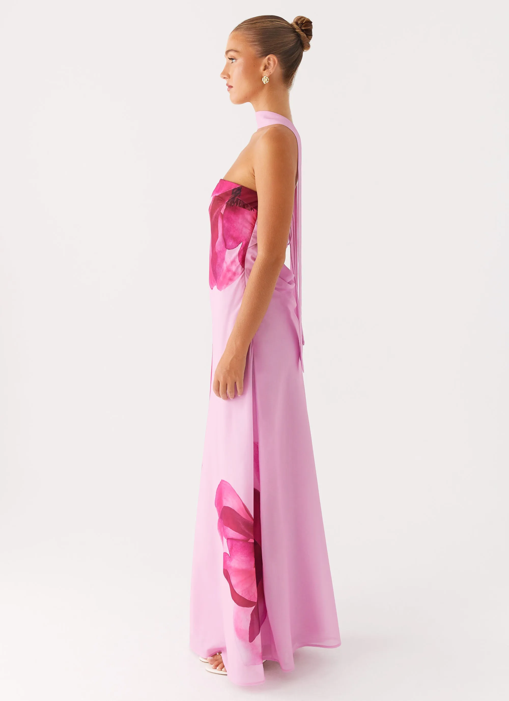 Prim Maxi Dress - Pastel Pink Bold Patterns
