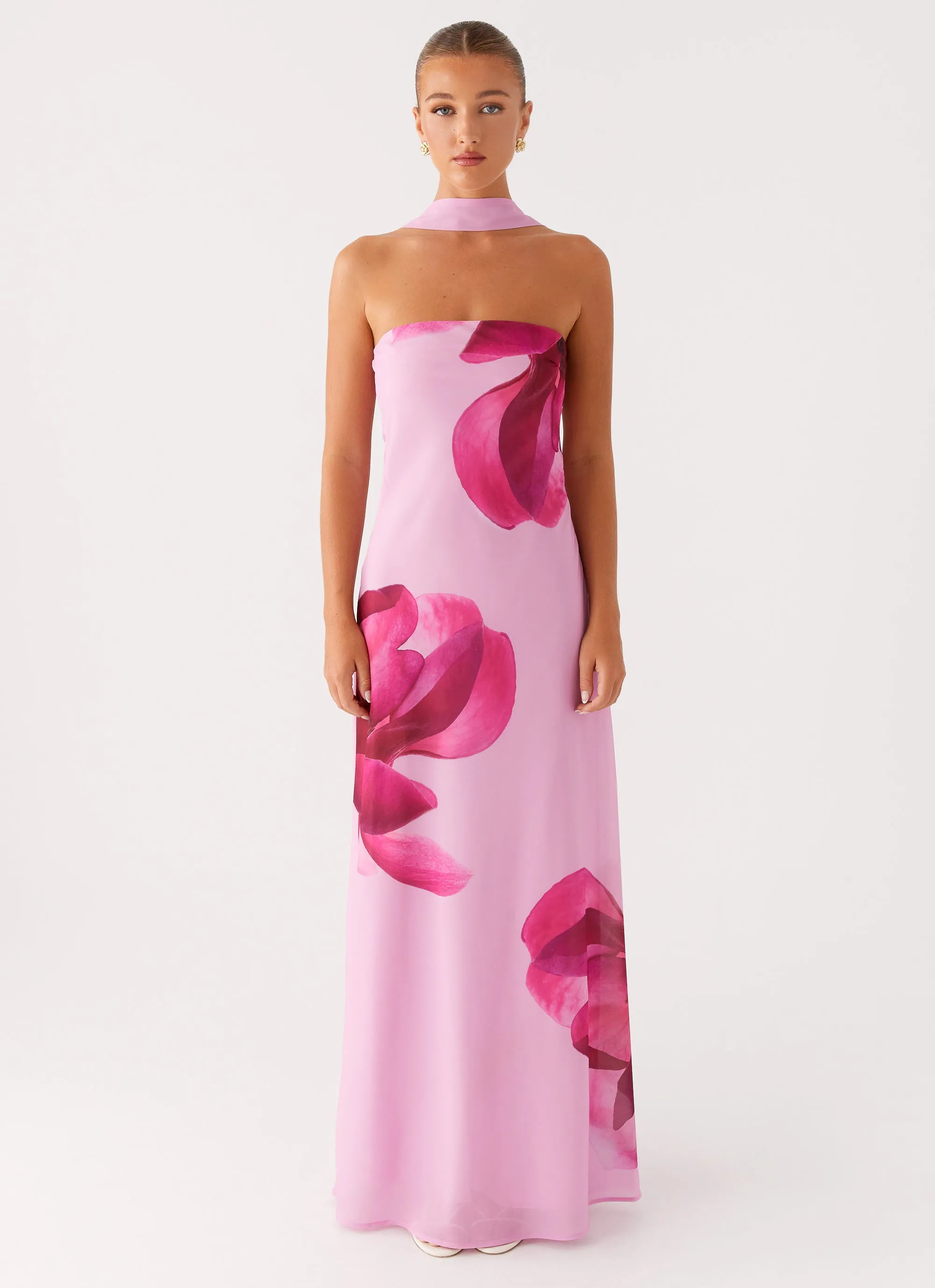 Prim Maxi Dress - Pastel Pink Shine Finish