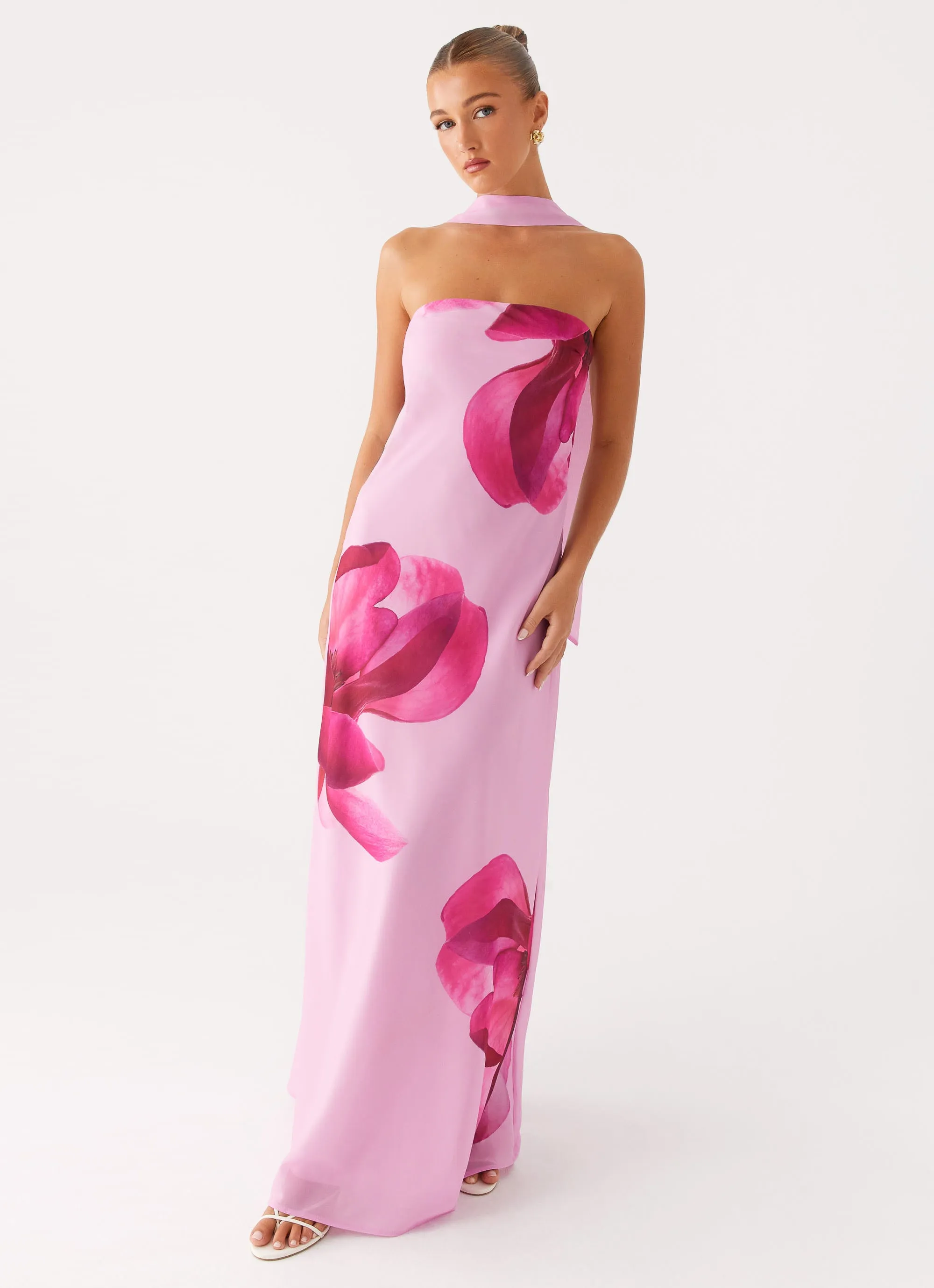 Prim Maxi Dress - Pastel Pink slim cut