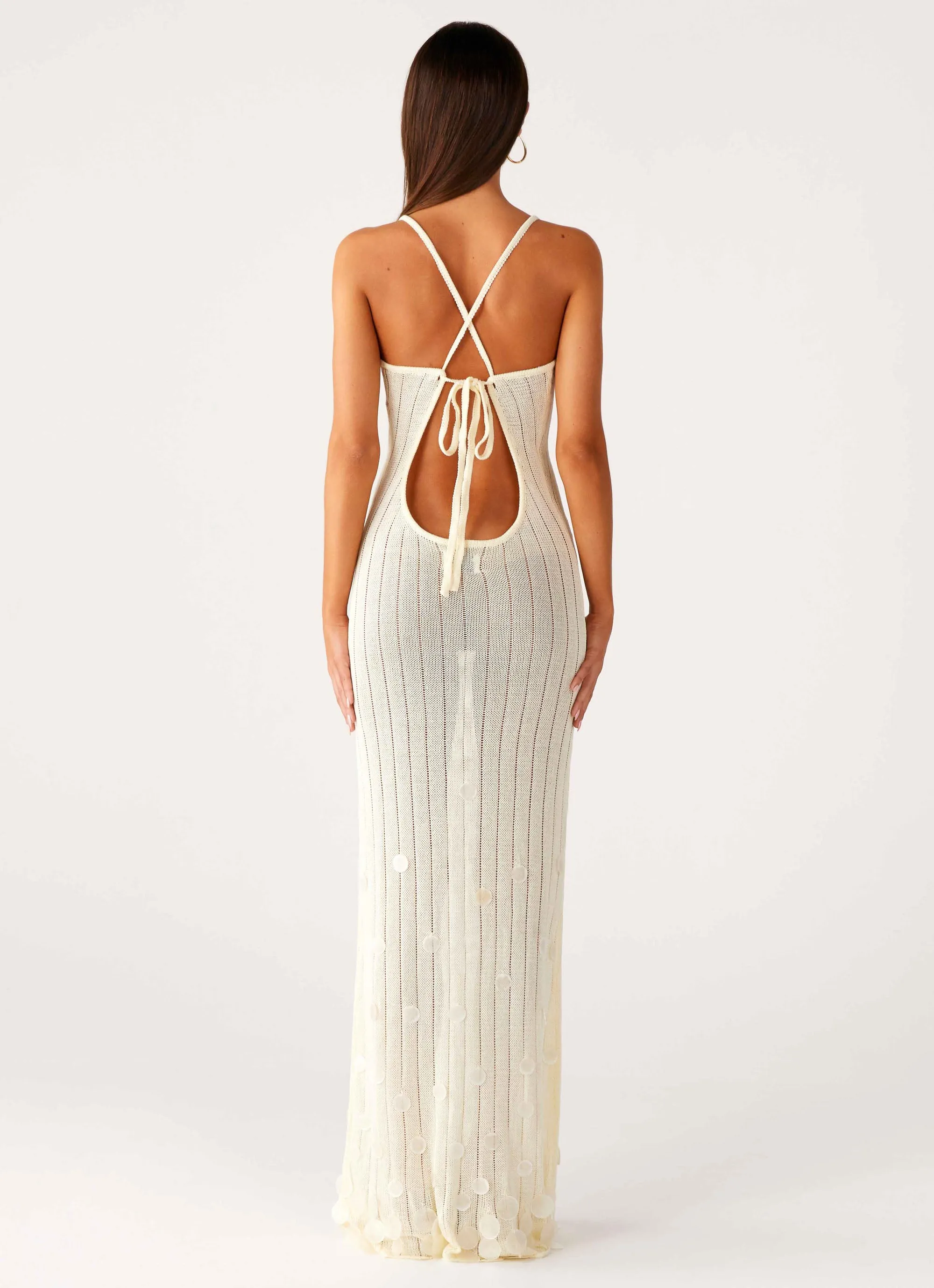 Siren Song Crochet Maxi Dress - Ivory Dinner Outfit Chic casual
